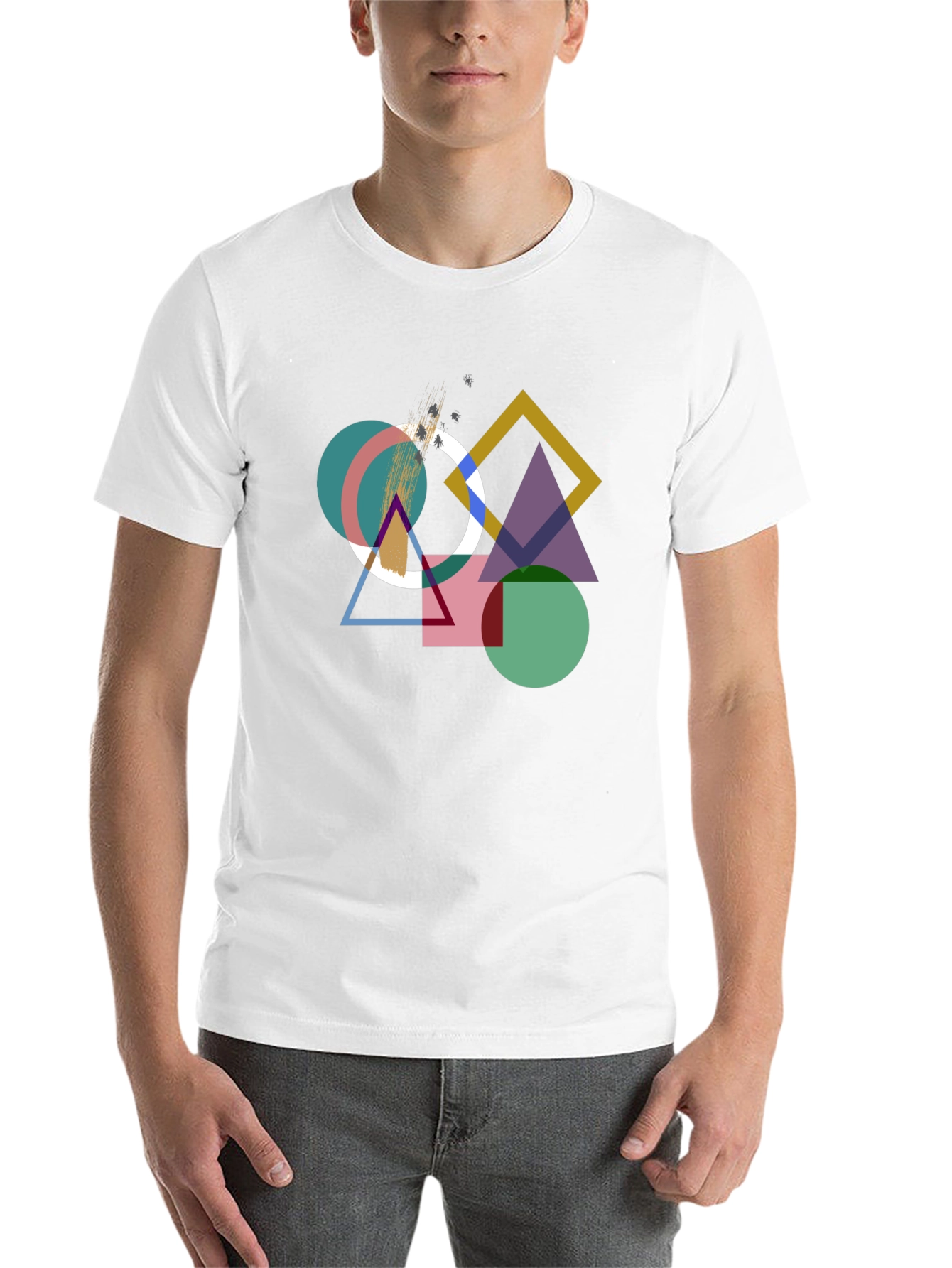 Black Geometric Design Black T-Shirt view 14