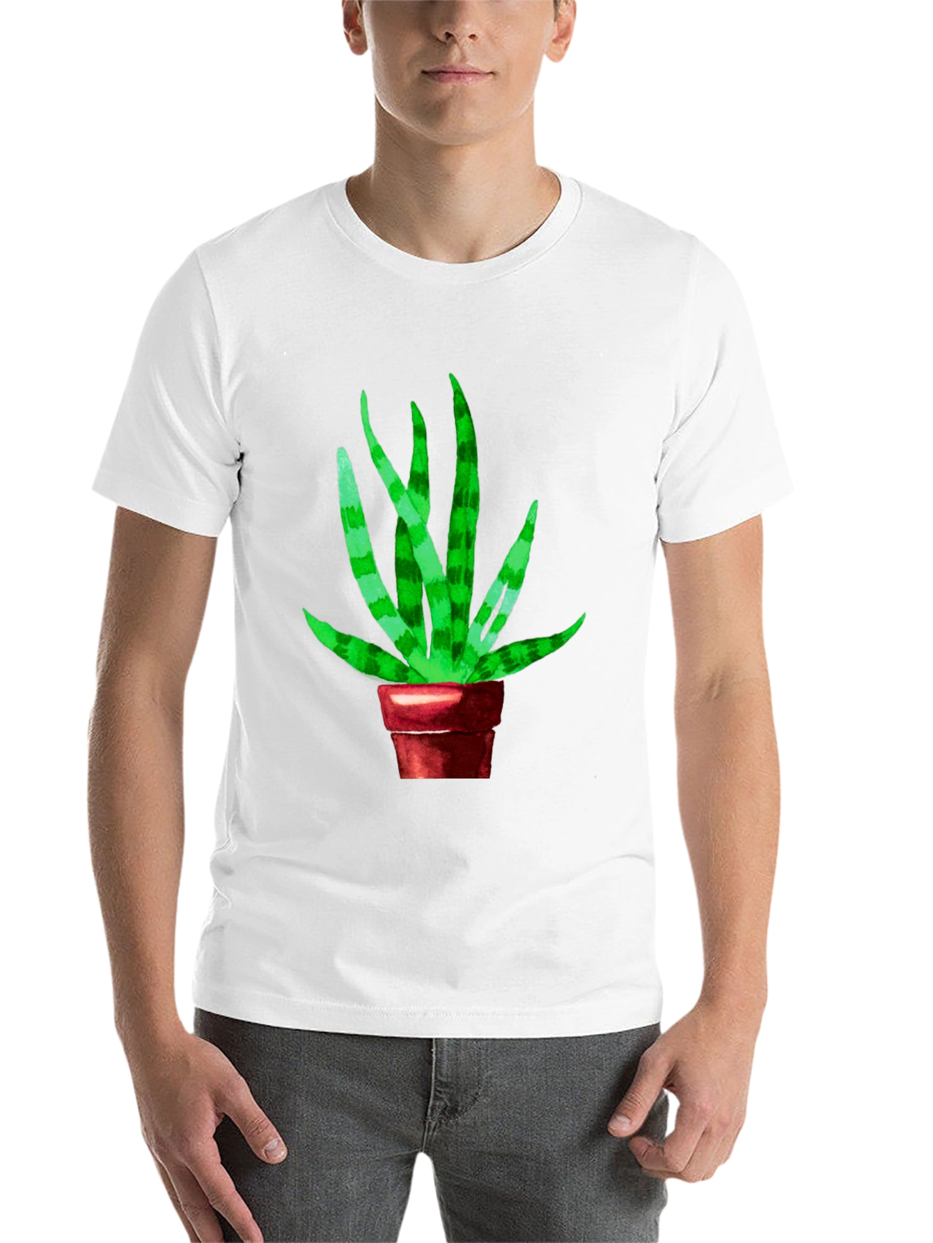 Black Unique Snake Plant Graphic Tee - Black Cotton Blend view 14