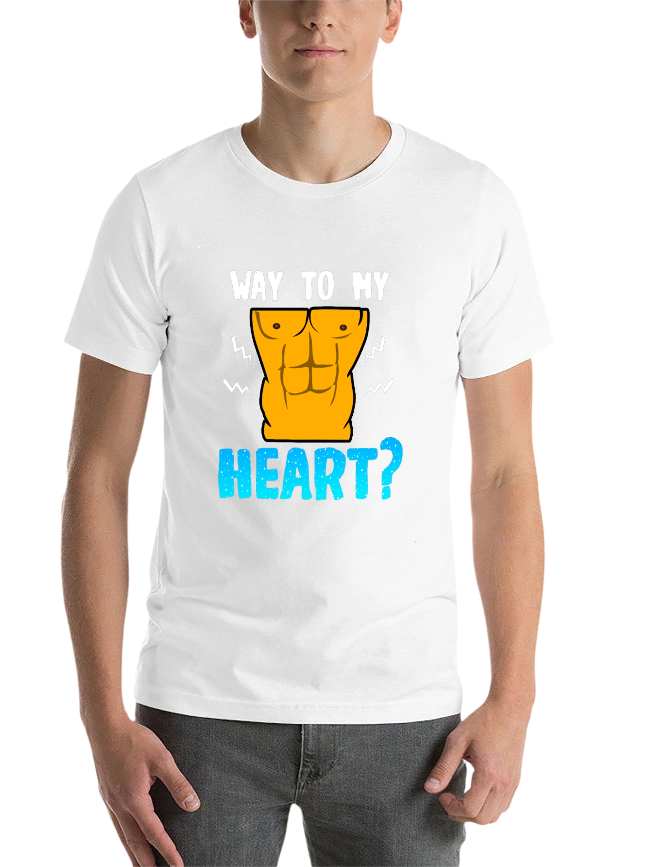 Black Way To My Heart Abs Funny Graphic T-Shirt view 14