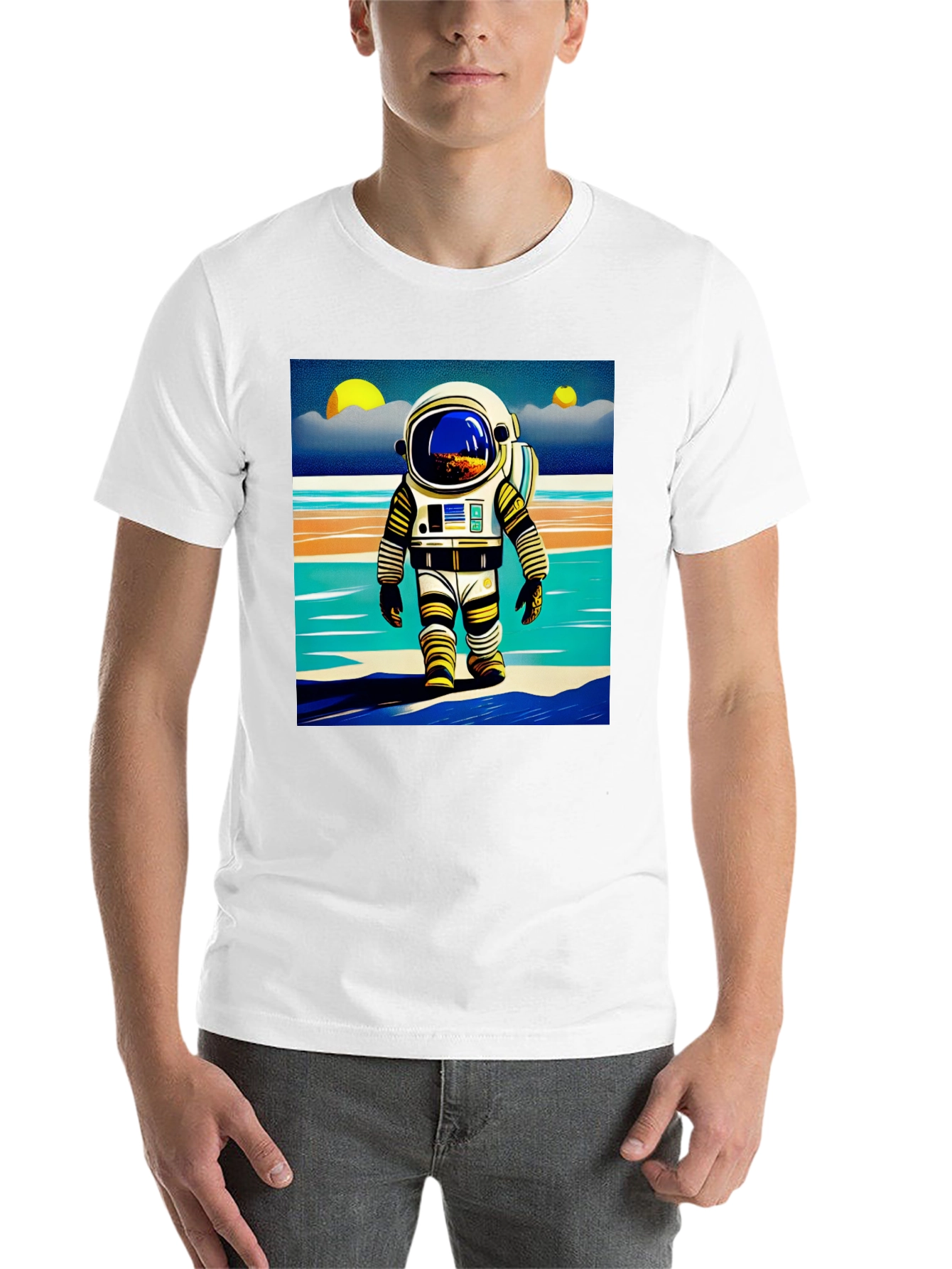 Black Astronaut Beach T-Shirt - Retro Space Adventure Tee view 14