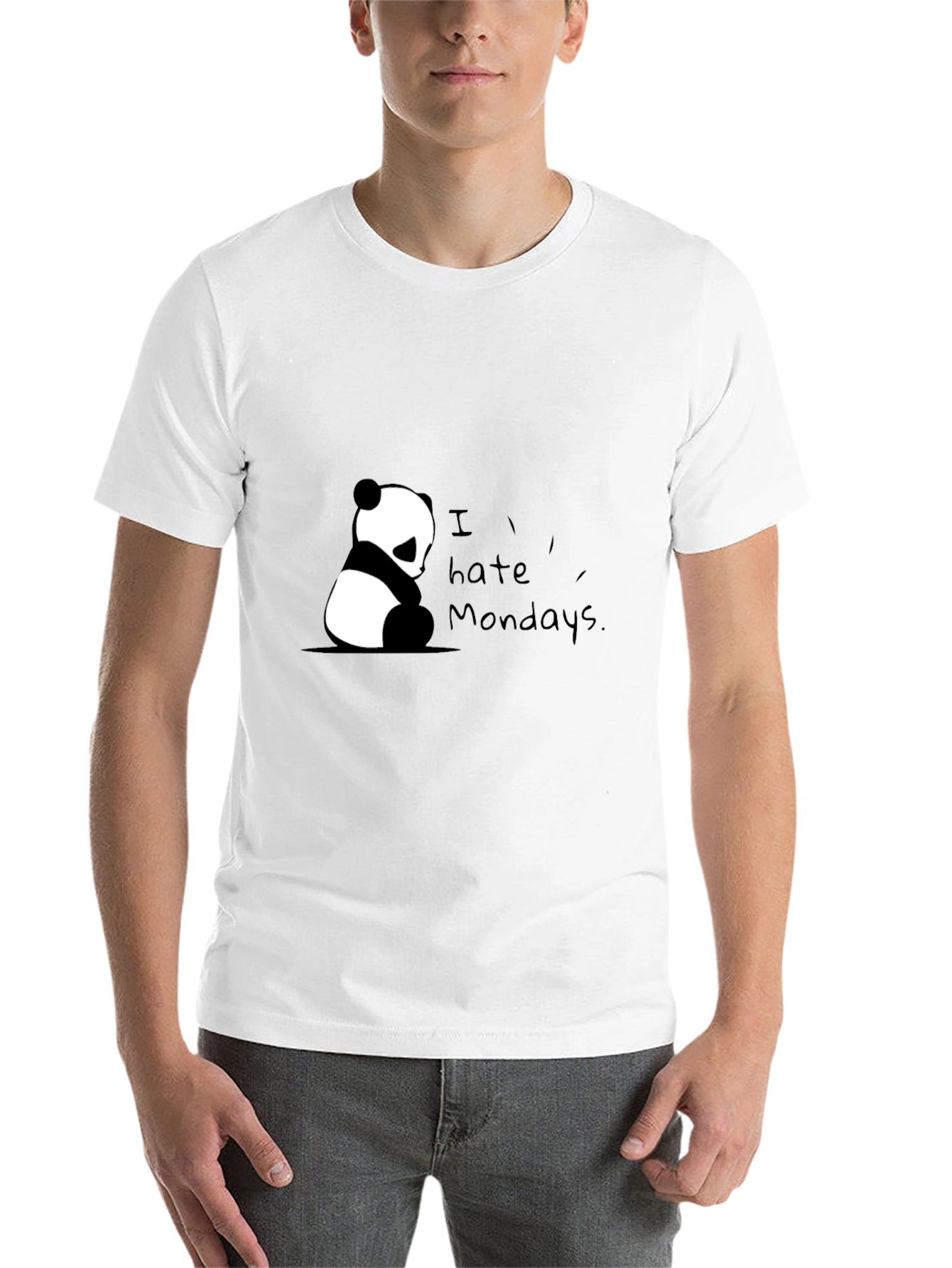 Black I Hate Mondays Panda Black T-Shirt view 14