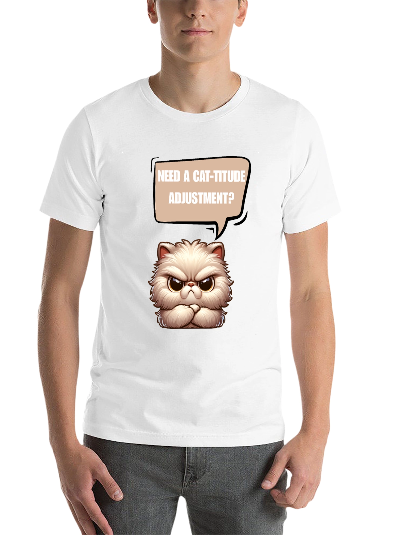 Black Cat-itude T-Shirt - Funny Grumpy Cat Design view 14