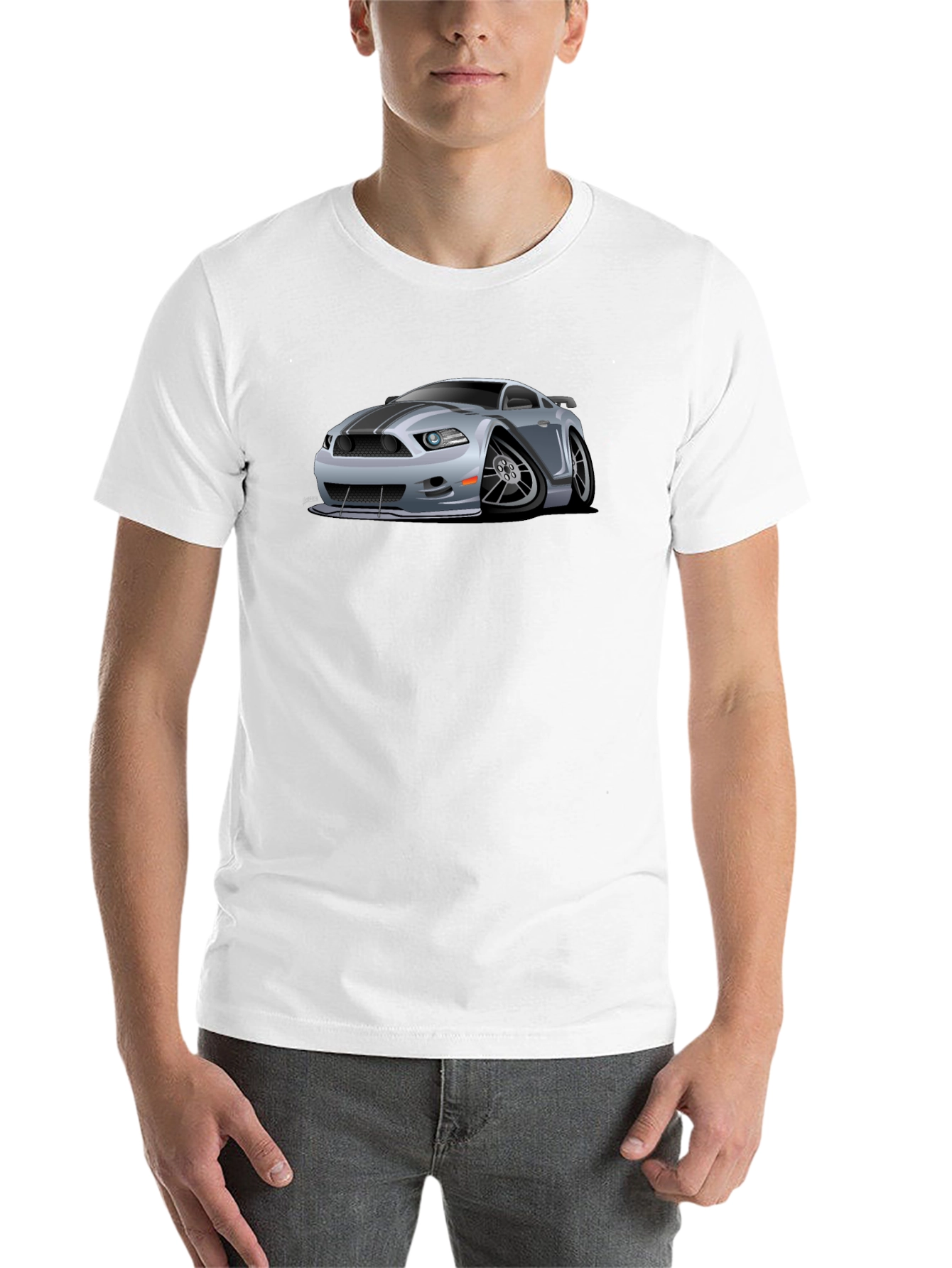 Black Car Cartoon Graphic Print Black T-Shirt view 14