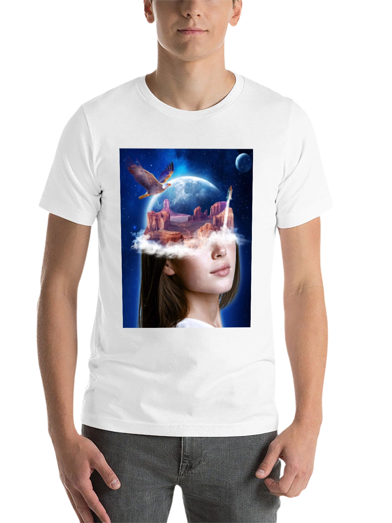 Black Surreal Dreamscape Graphic Tee - Unique Artistic T-Shirt view 14