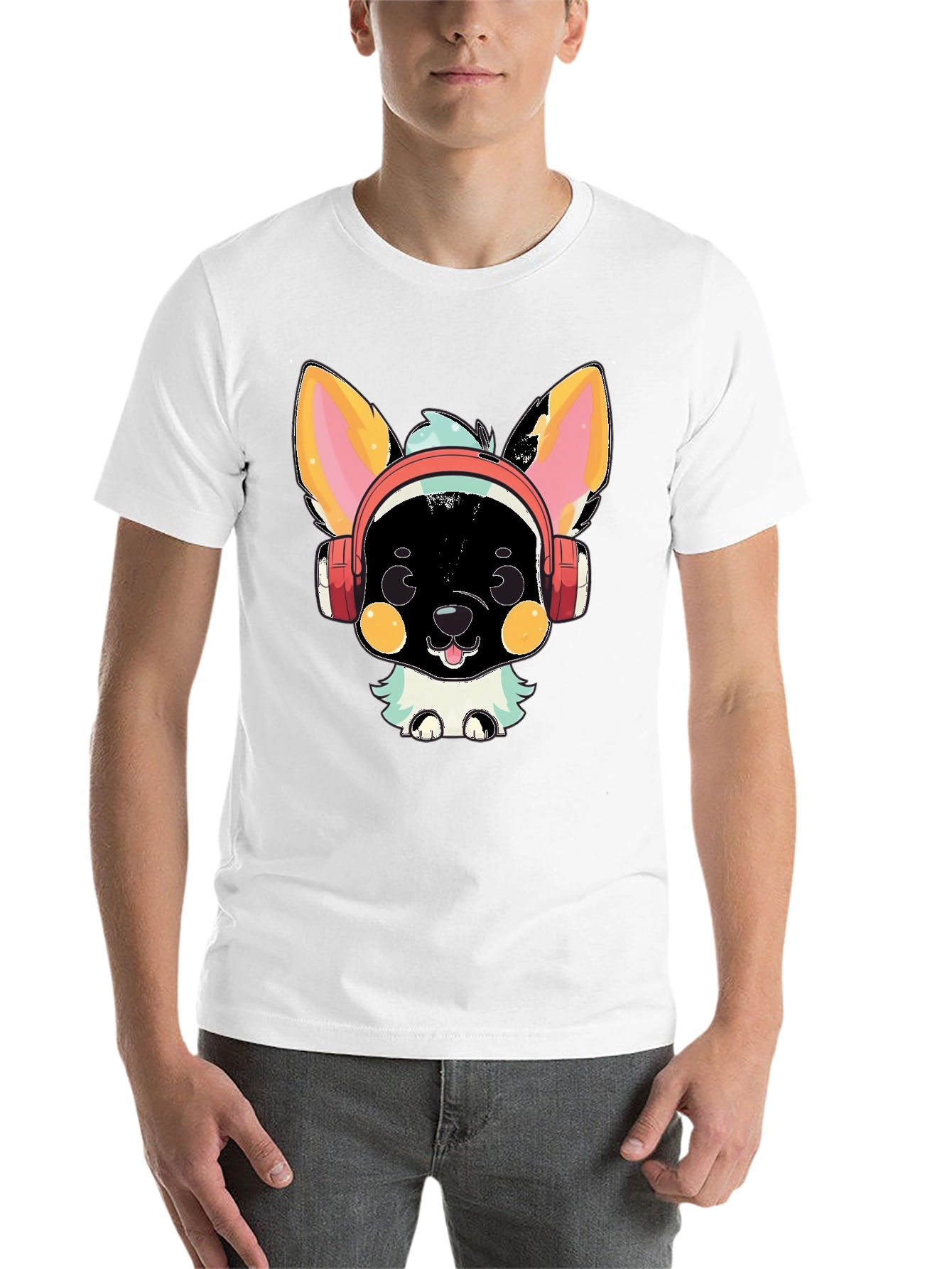 Black Cool Canine Beats T-Shirt view 14
