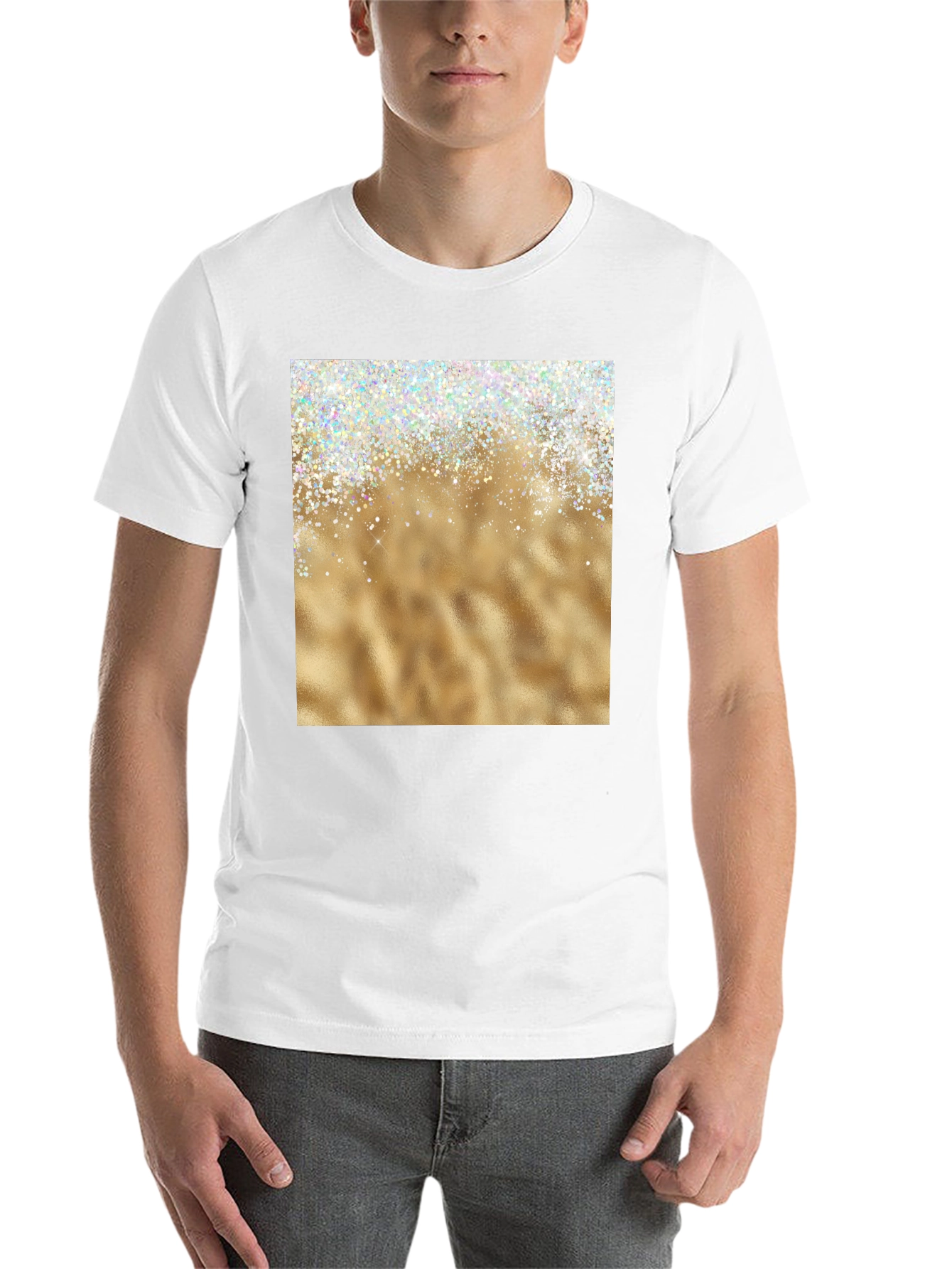 Black Sparkling Gold Graphic Tee view 14