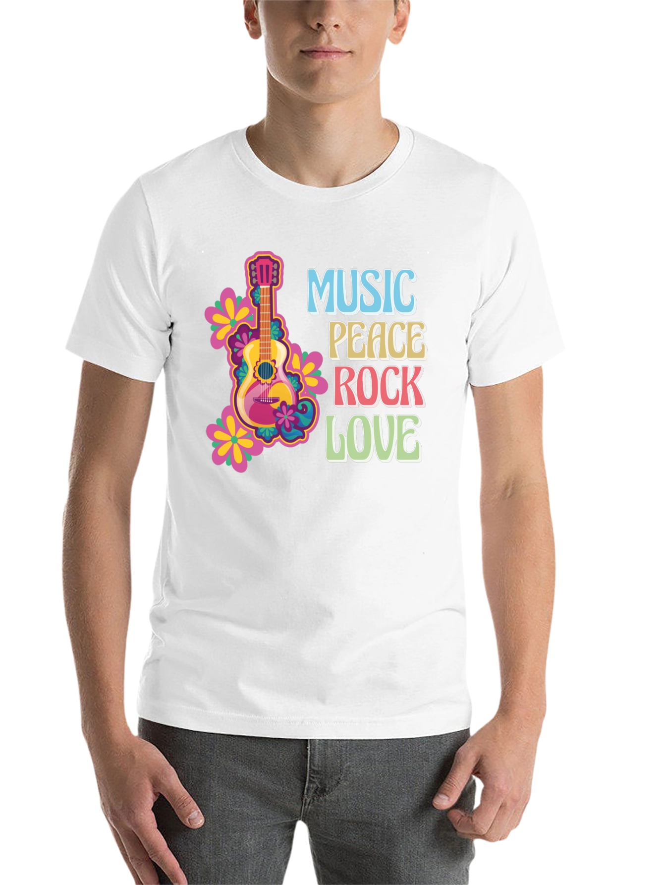 Black Music Peace Rock Love Graphic T-Shirt view 14