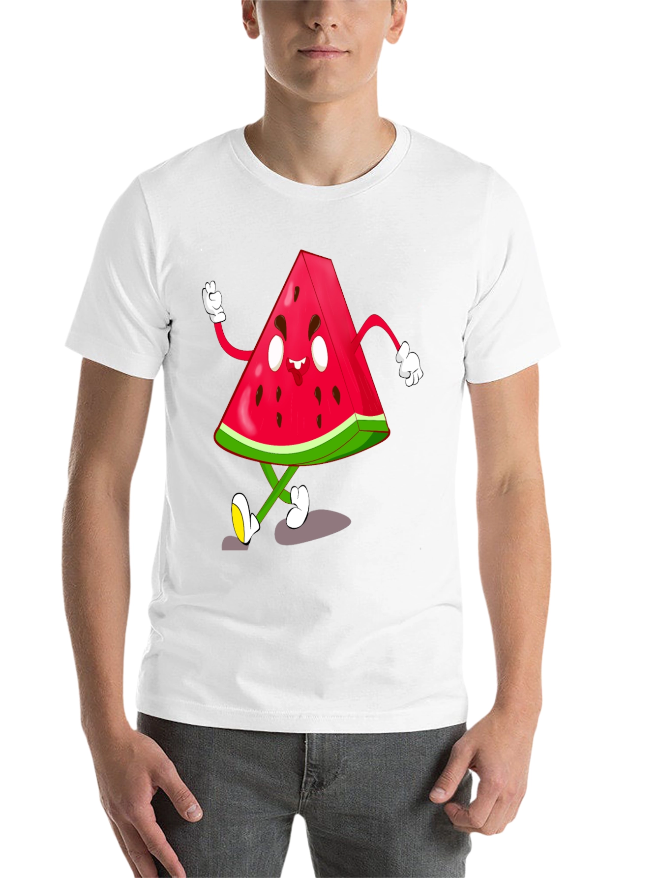 Black Watermelon Cartoon Graphic Black T-Shirt view 14