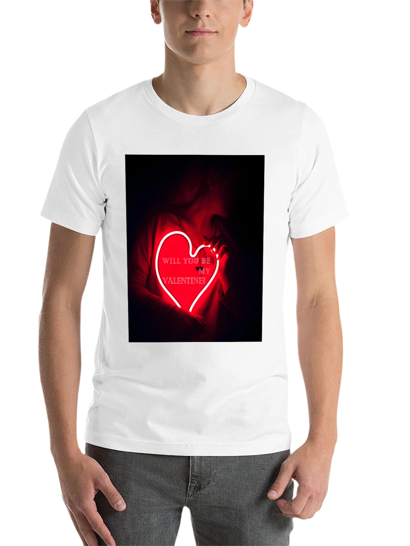 Black Valentine's Day Graphic Tee - Neon Heart T-Shirt view 14
