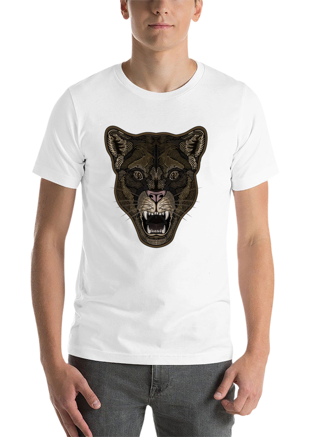 Black Lion Head Graphic Tee - Stylish Black T-Shirt for Men view 14