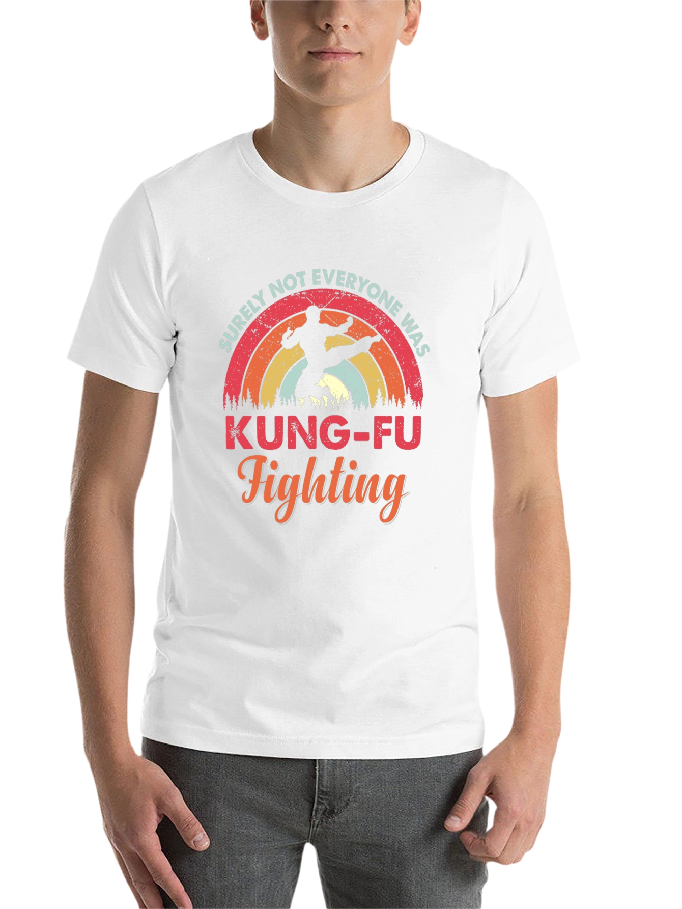 Black Kung-Fu Fighting Graphic T-Shirt - Retro Style view 14
