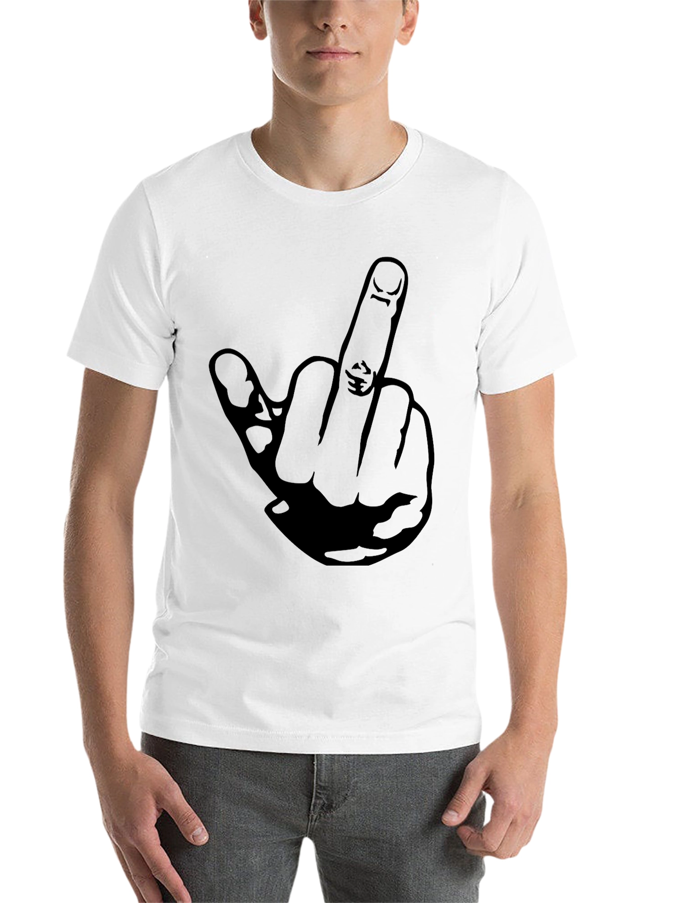 Black Middle Finger Graphic Tee - Black Cotton T-Shirt view 14
