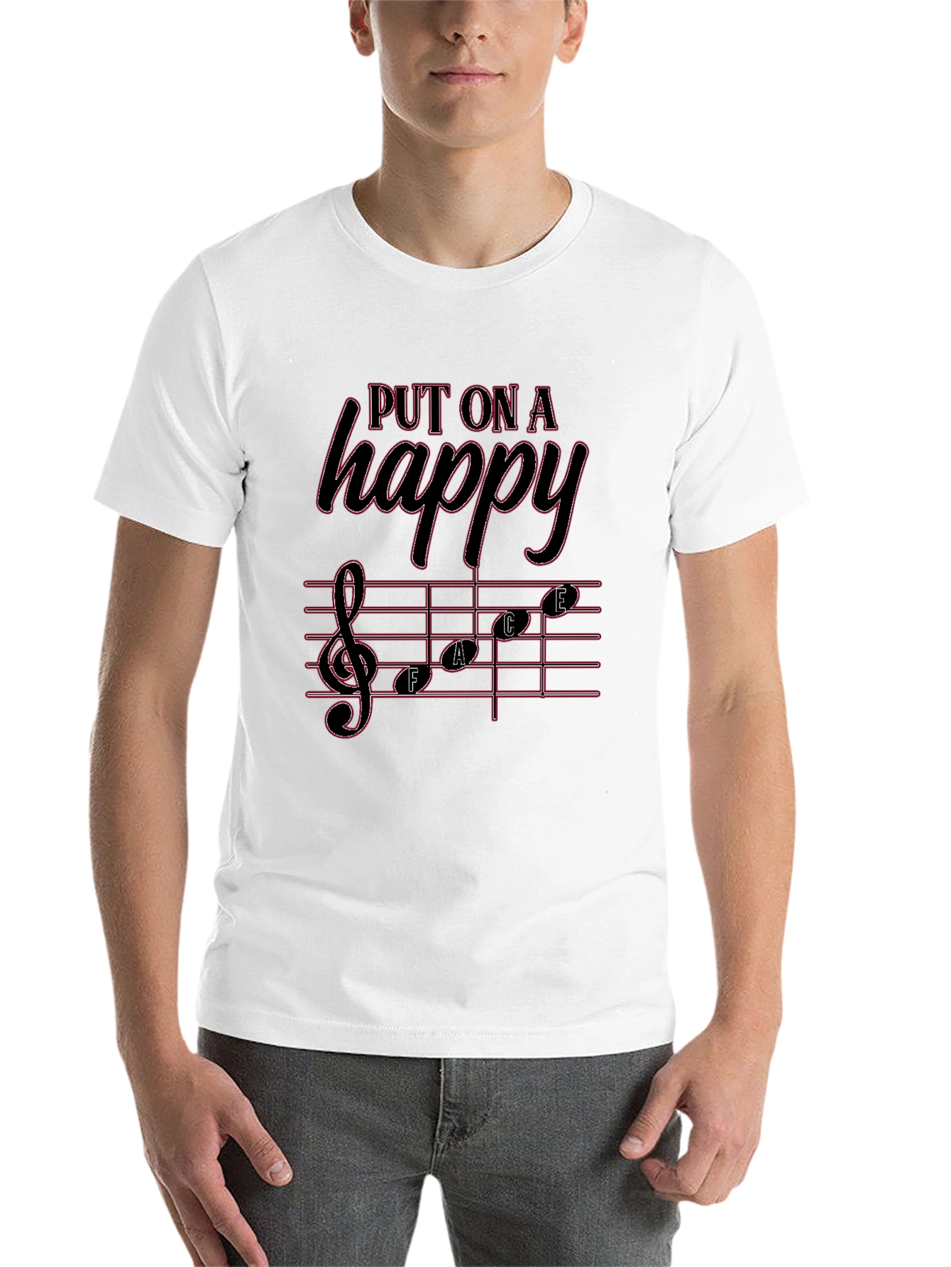 Black Put On A Happy Face T-Shirt view 14
