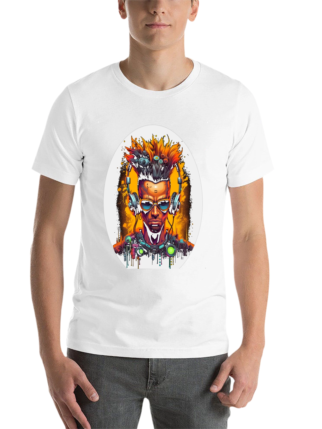 Black Cyberpunk Art T-Shirt view 14