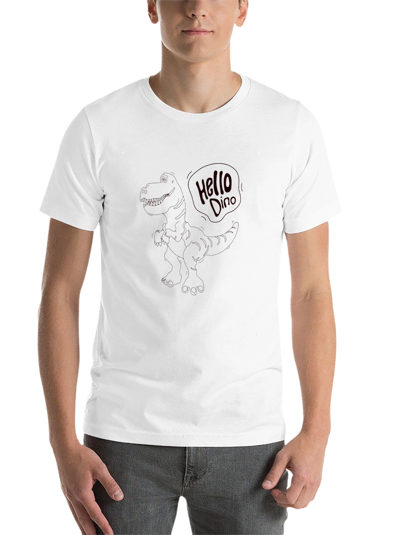 Black Hello Dino Black T-Shirt view 14