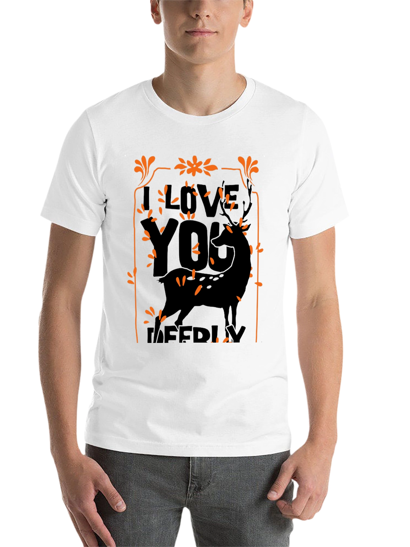 Black I Love You Deerly Black Graphic Tee view 14