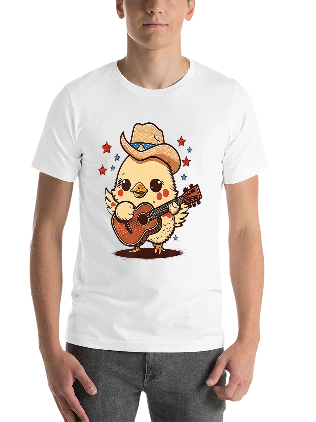 Black Cute Cowboy Chick Guitar T-Shirt view 14