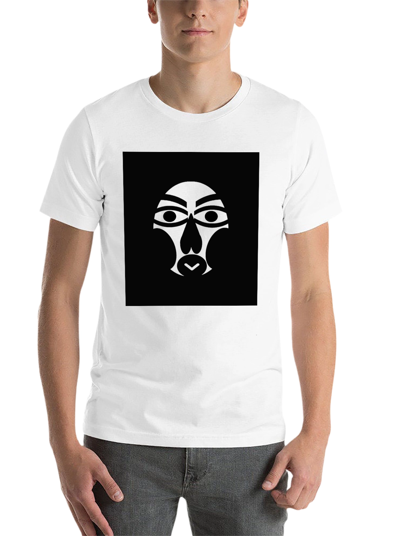 Black Tribal Mask Graphic Tee - Black T-Shirt view 14