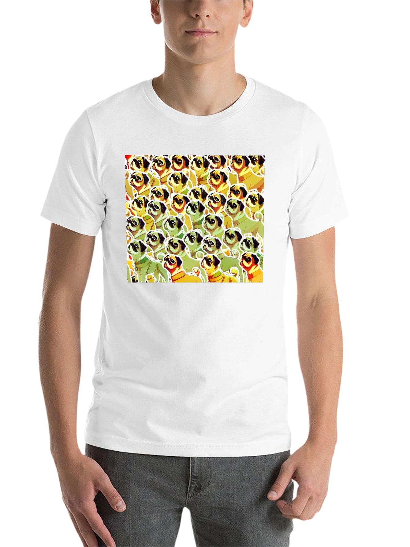 Black Pug Pattern Graphic T-Shirt - Unique Dog Lover Tee view 14