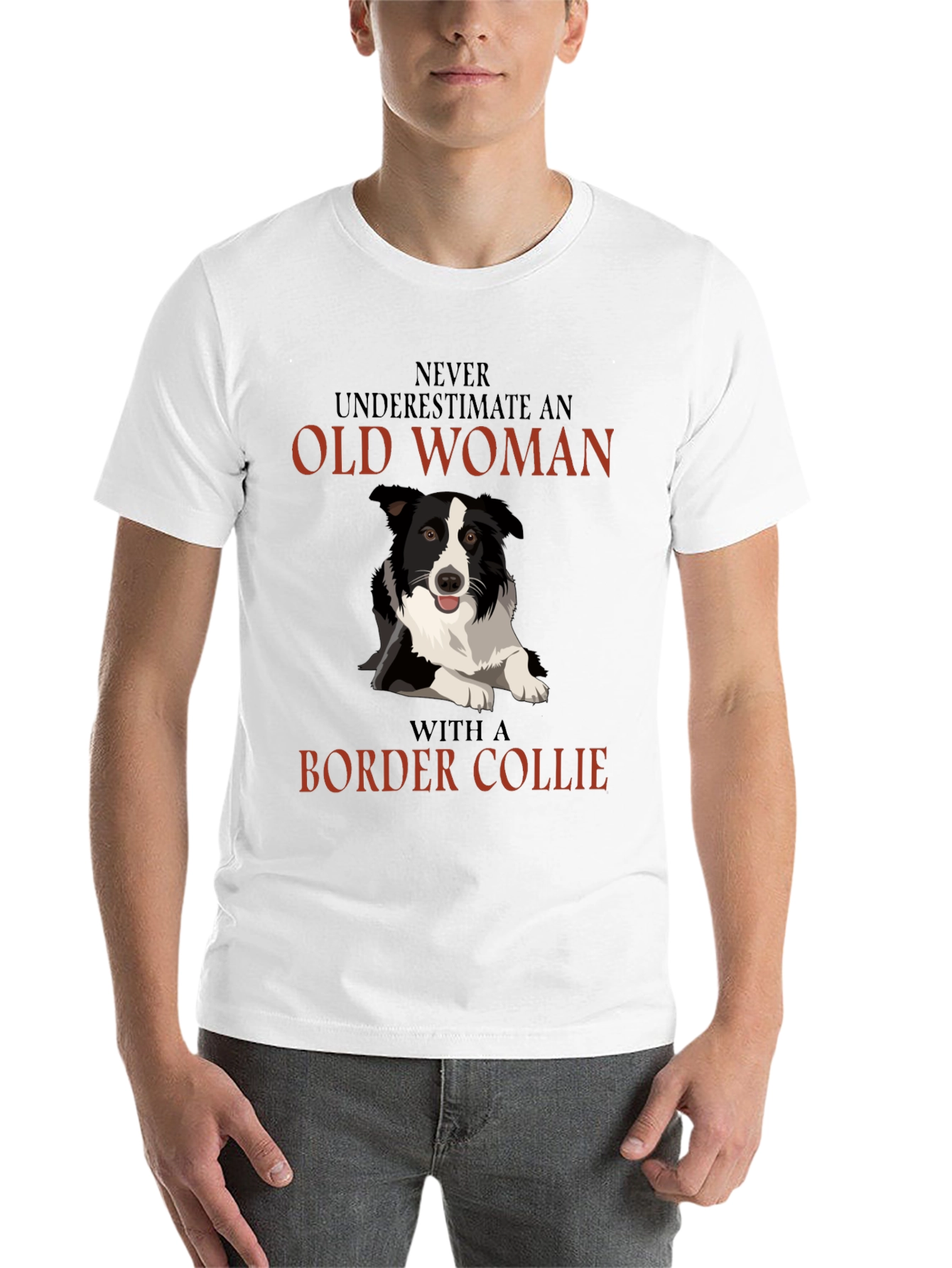 Black Never Underestimate Old Woman Border Collie T-Shirt view 14