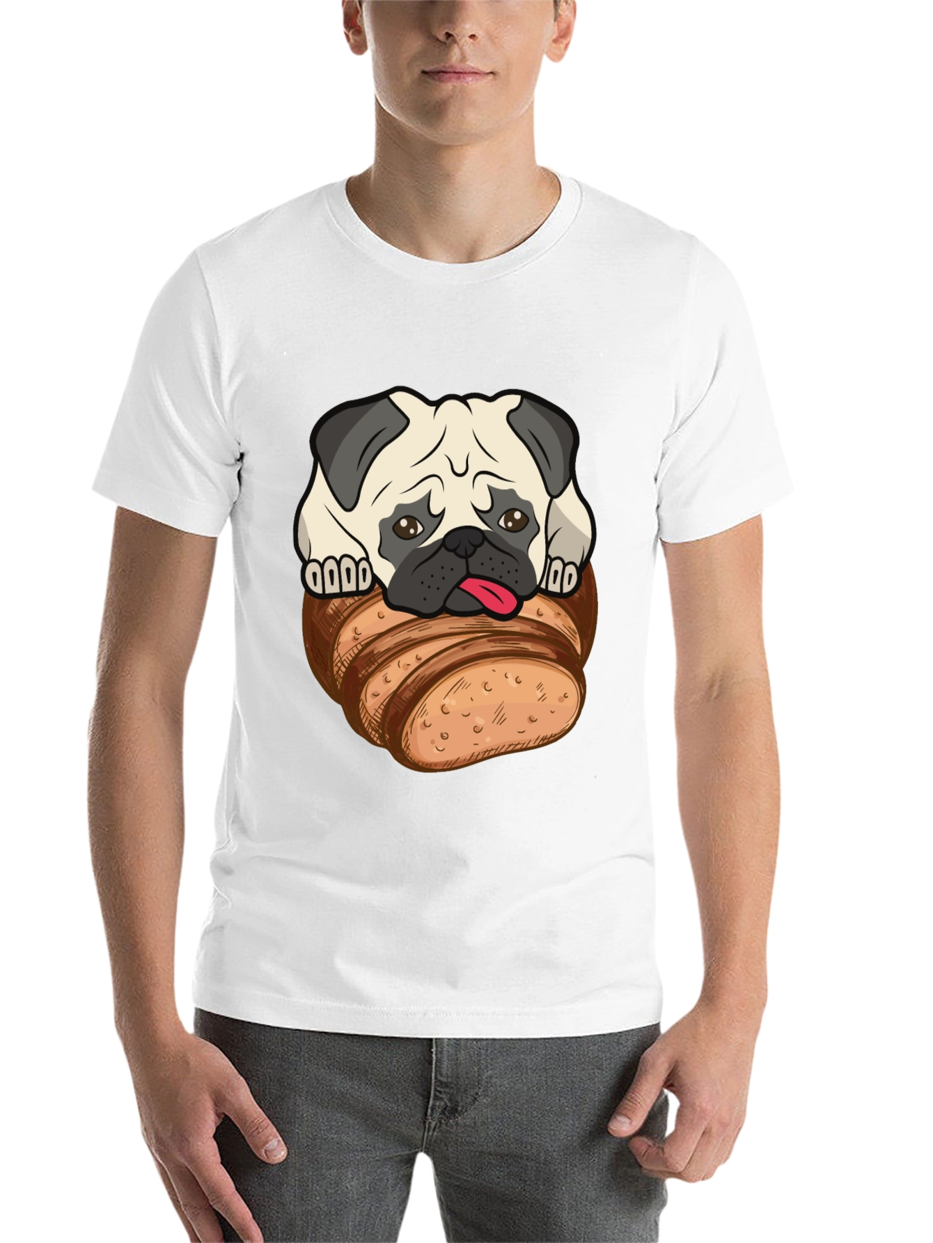 Black Pug in Bread Loaf Graphic T-Shirt view 14