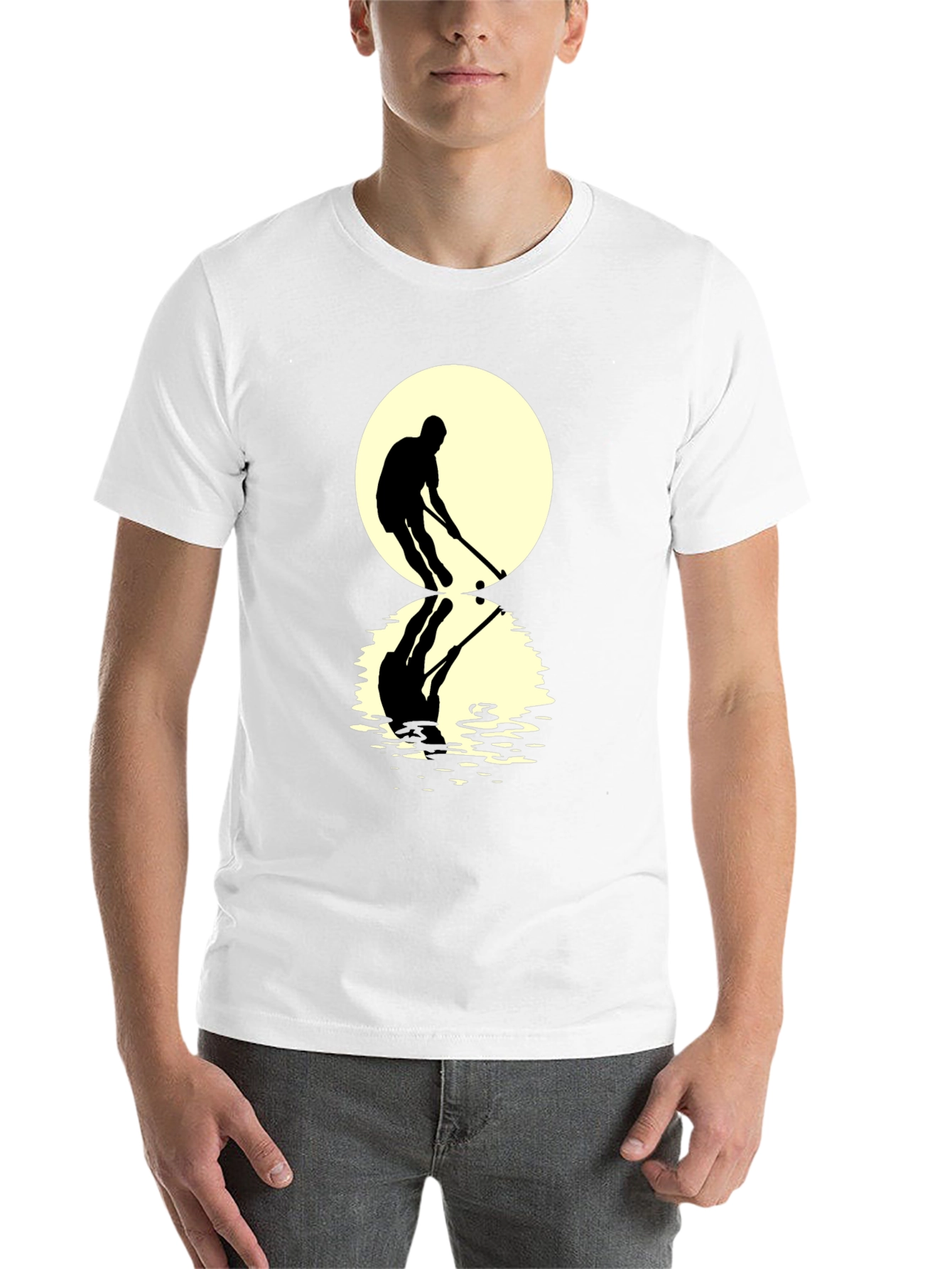 Black Hockey Player Reflection Graphic Tee - Black view 14