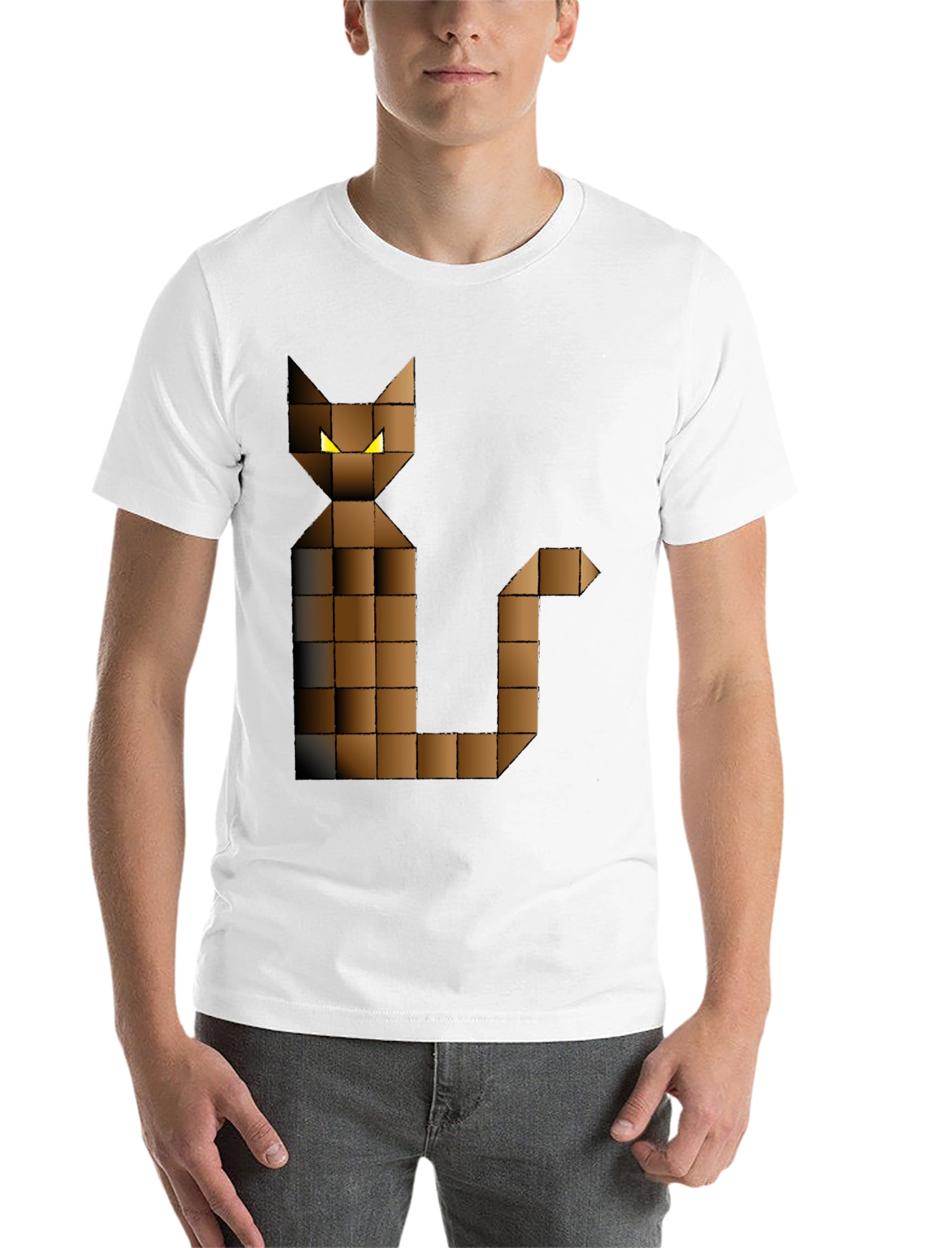 Black Pixel Cat Graphic Tee - Black Cotton Blend view 14