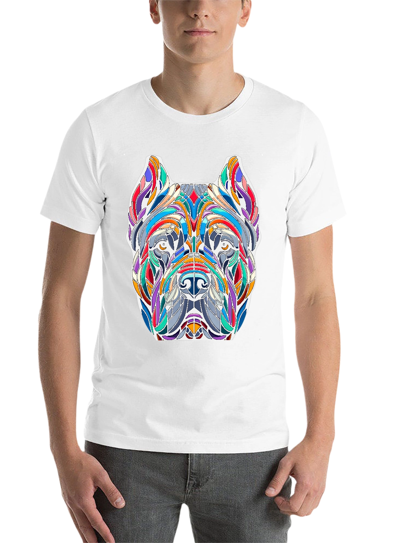 Black Abstract Dog Art T-Shirt - Unique Graphic Tee view 14