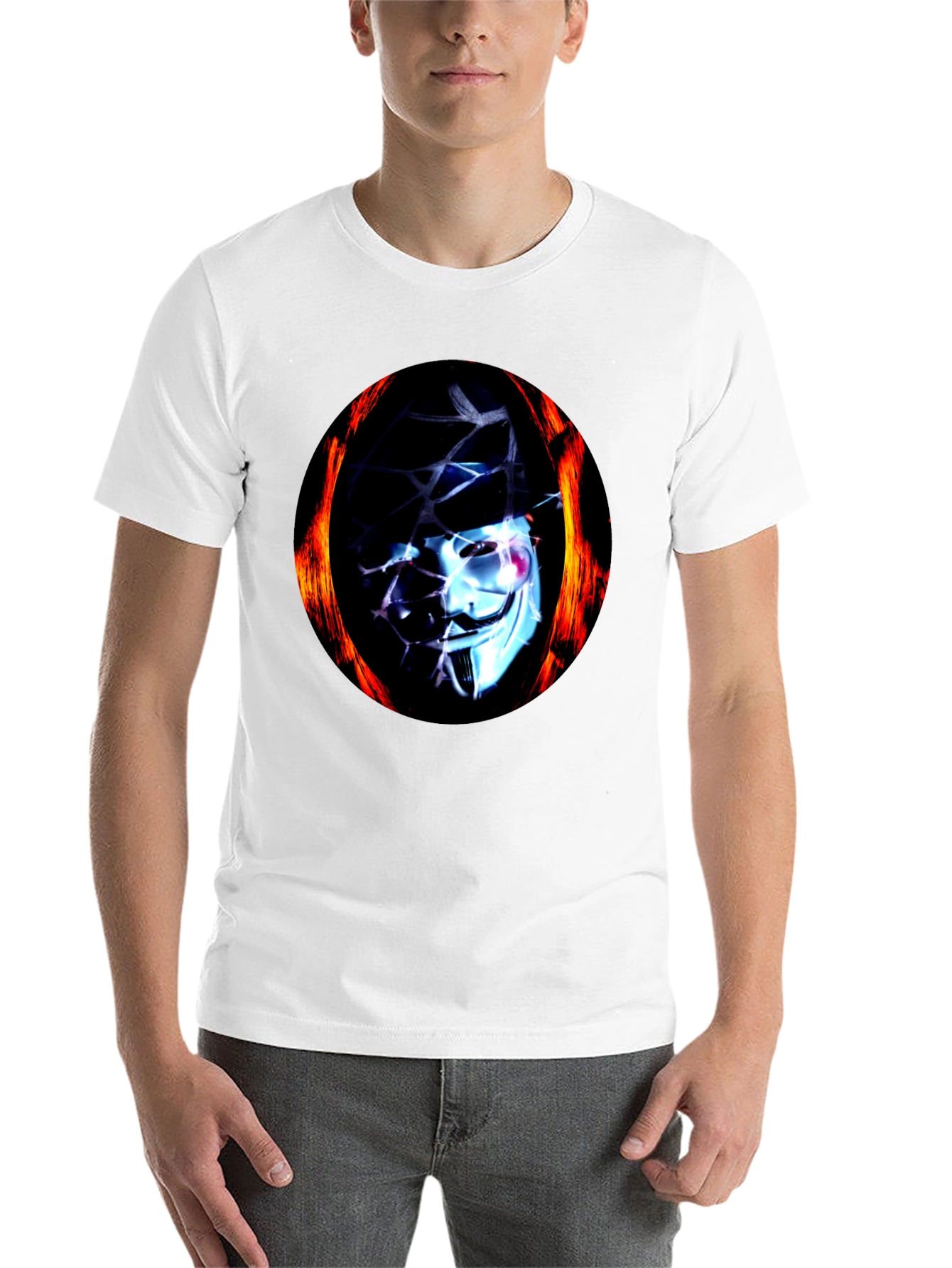 Black Anonymous Mask Flame T-Shirt view 14