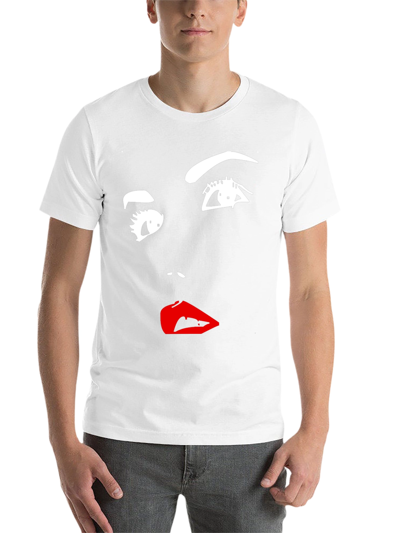 Black Abstract Face Graphic Tee - Modern Art Shirt view 14