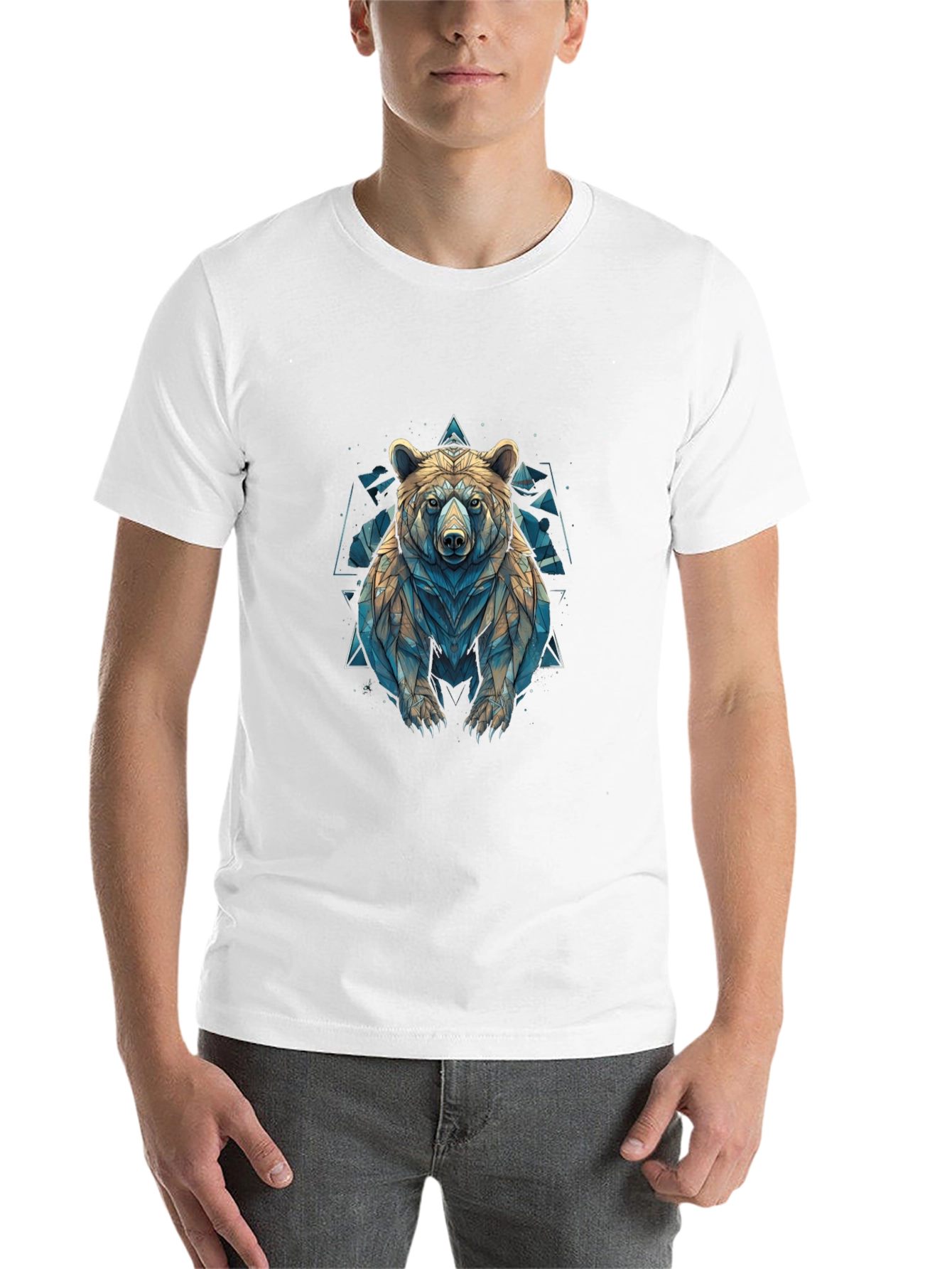 Black Geometric Bear Graphic T-Shirt - Modern Animal Design view 14