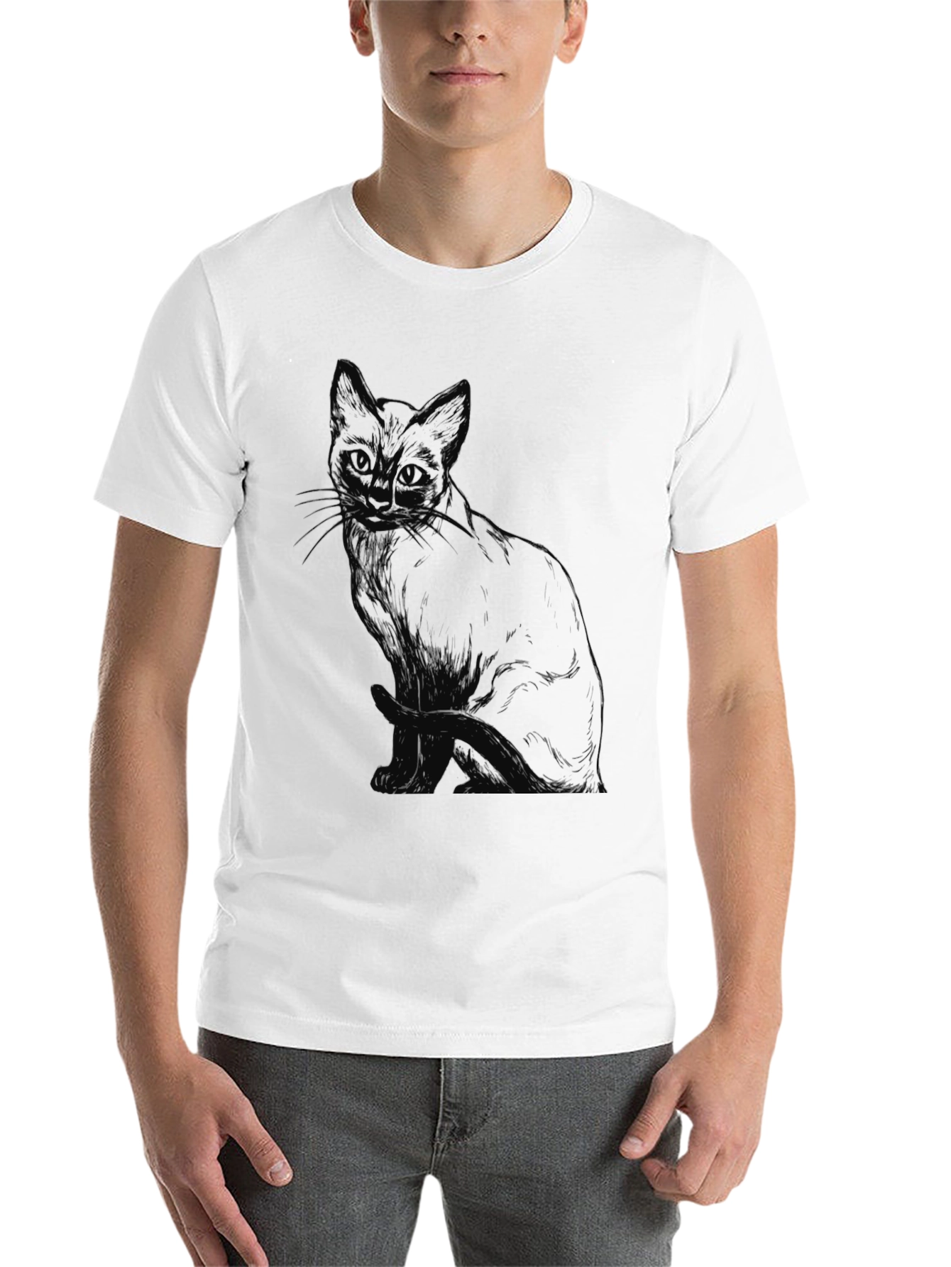 Black Black Cat Sketch Graphic T-Shirt view 14