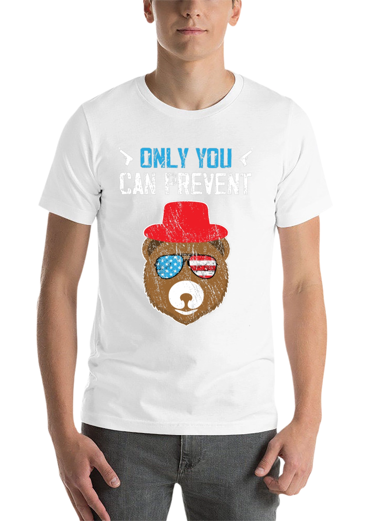 Black Patriotic Bear T-Shirt: Only YOU Prevent view 14