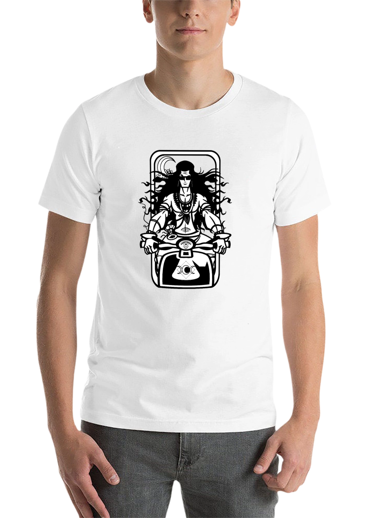Black Shiva Motorbike Graphic Tee - Black Cotton Blend view 14