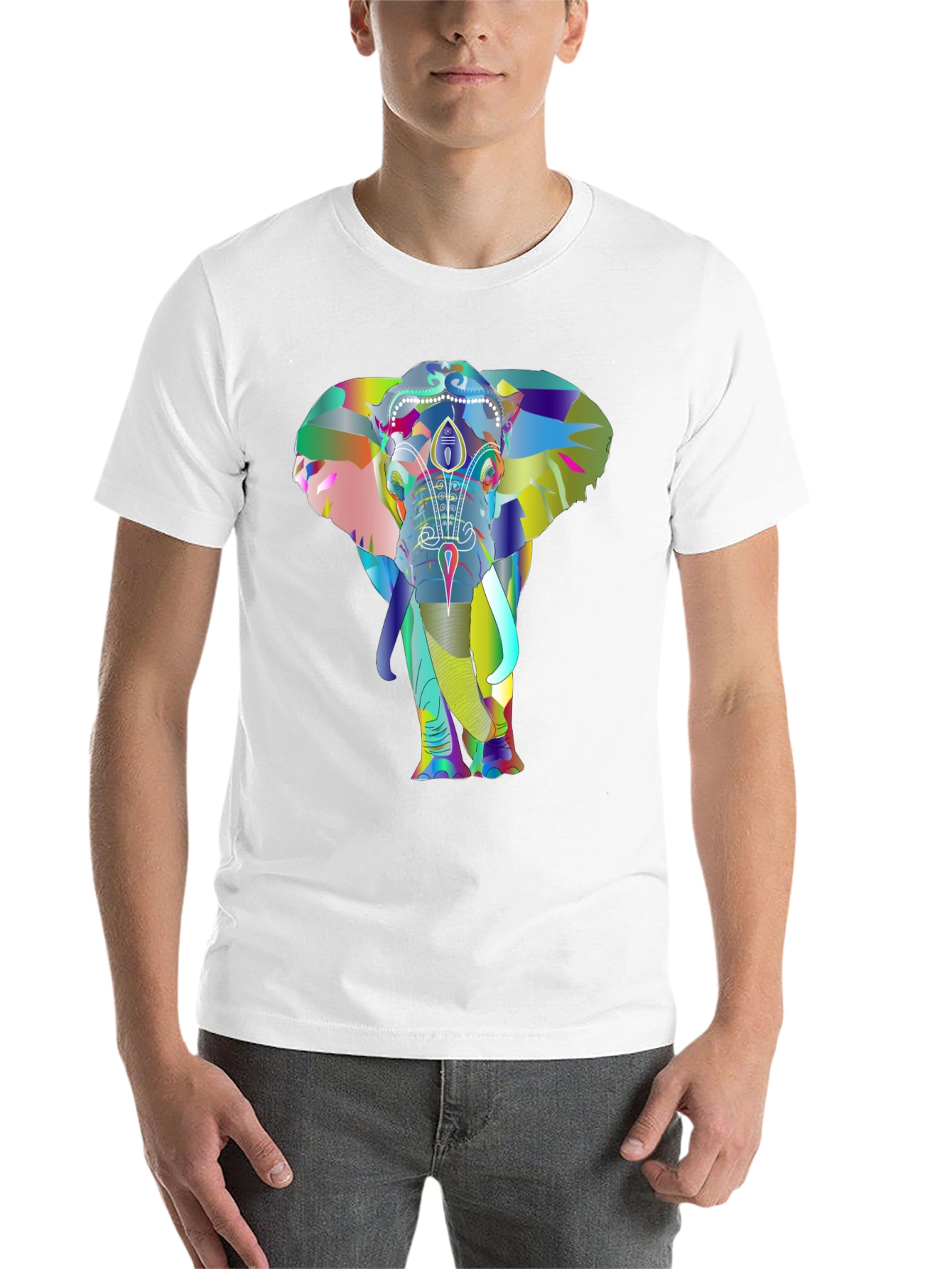 Black Colorful Elephant Graphic Tee - Unique Design view 14
