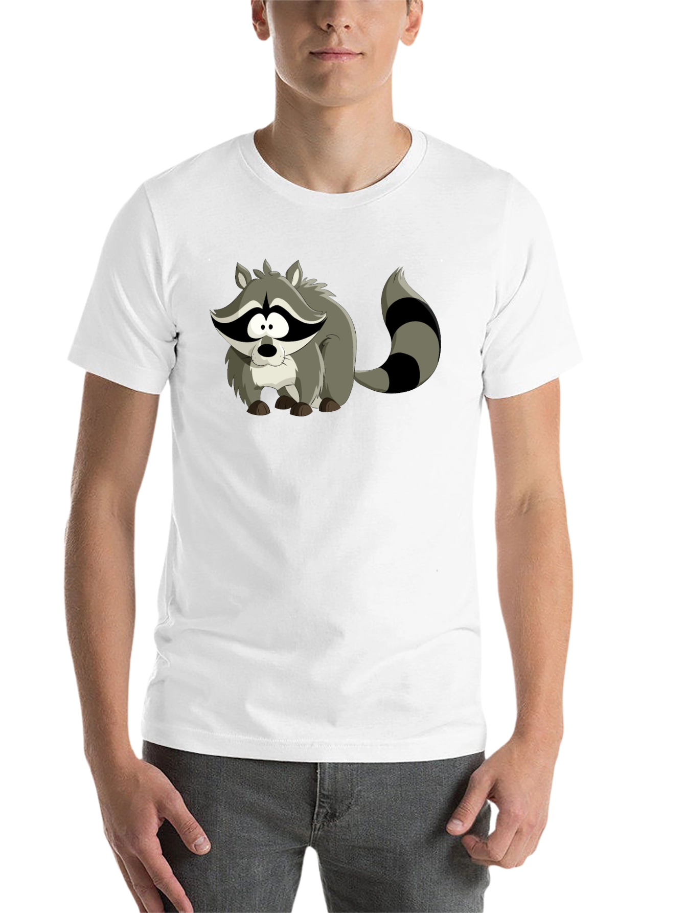 Black Cartoon Raccoon Black T-Shirt view 14