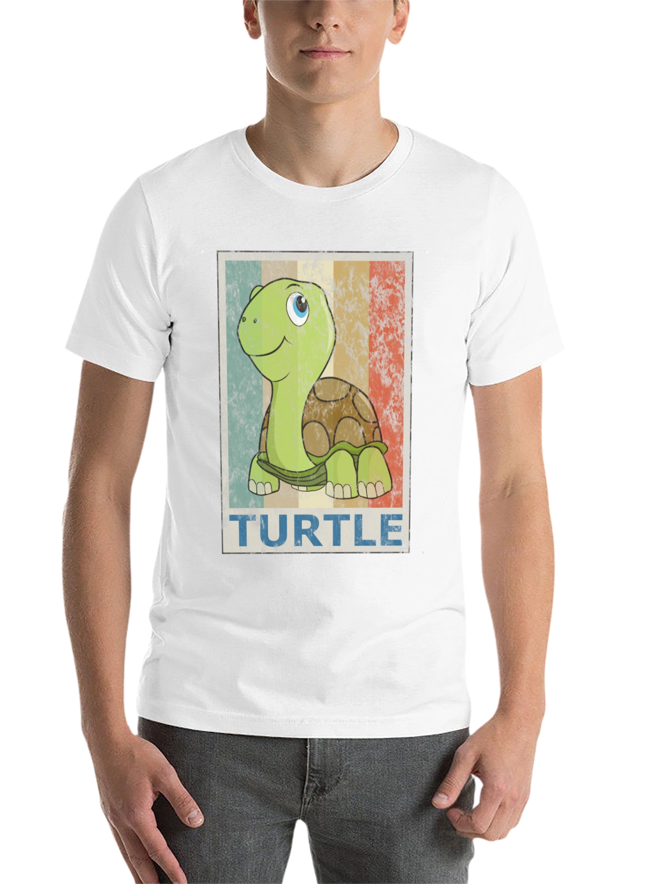Black Retro Turtle Graphic Tee - Cute Cartoon Animal T-Shirt view 14