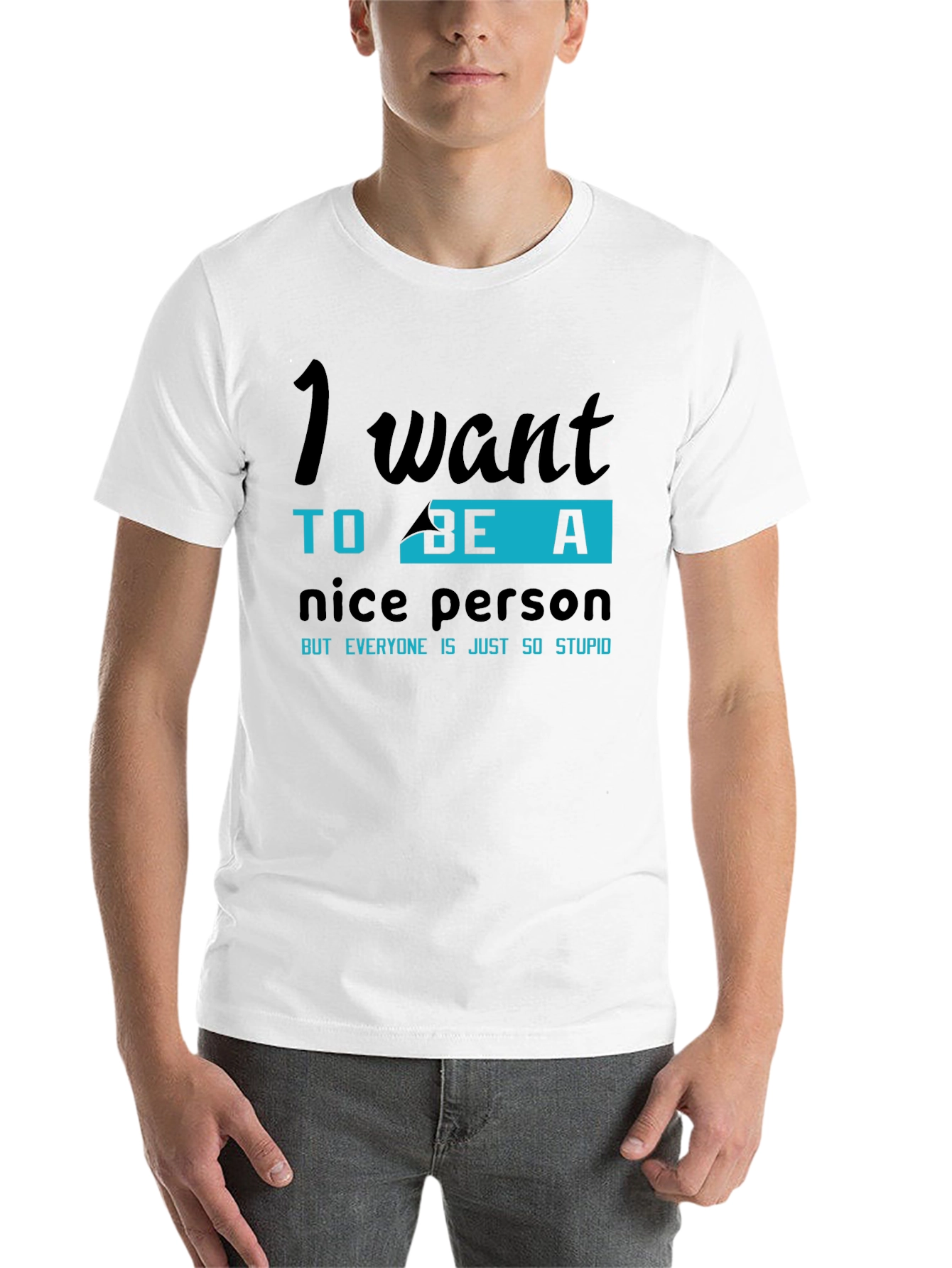 Black Funny "I Want To Be A Nice Person" Graphic Tee view 14