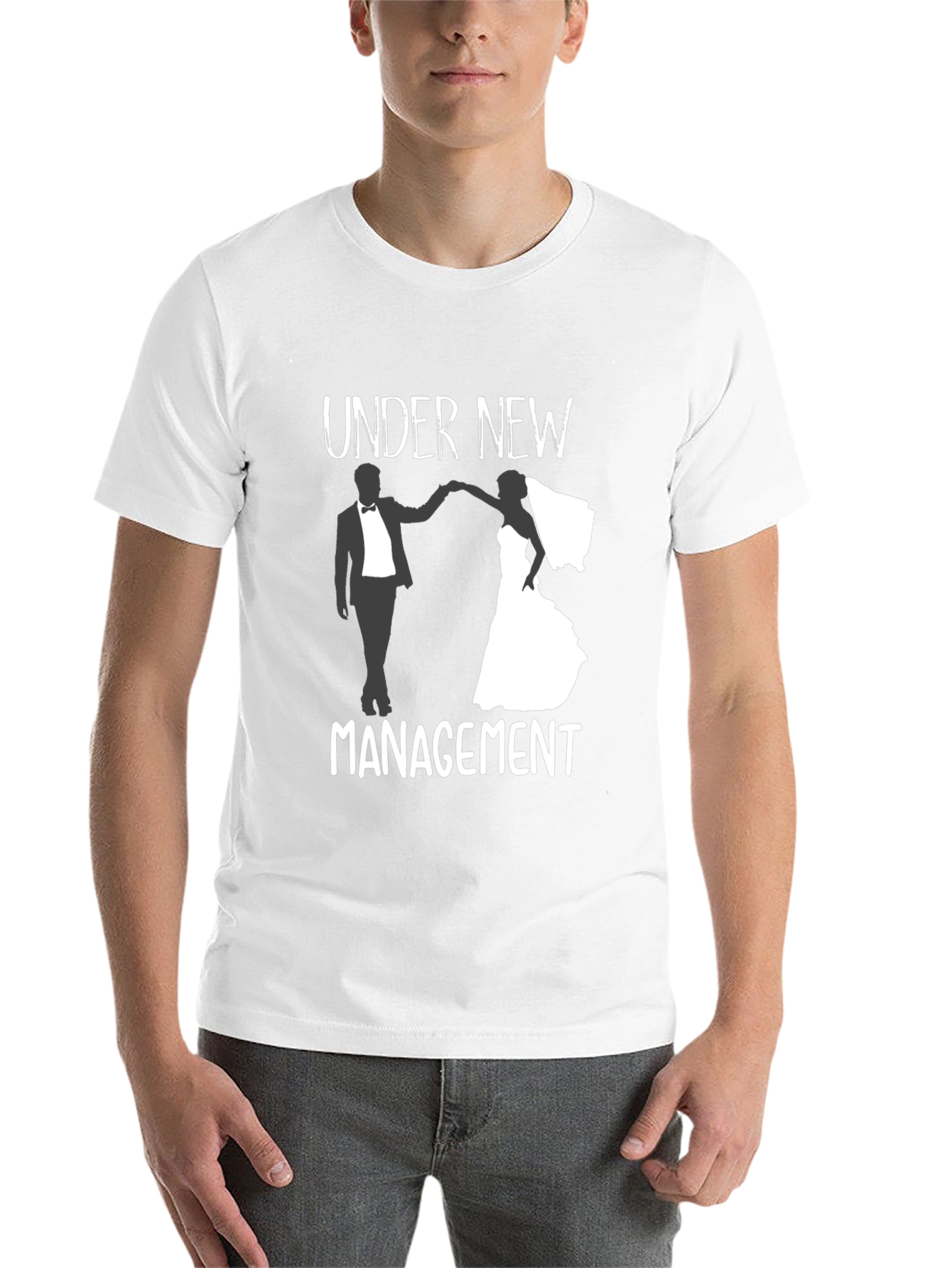 Black Under New Management Wedding T-Shirt view 14