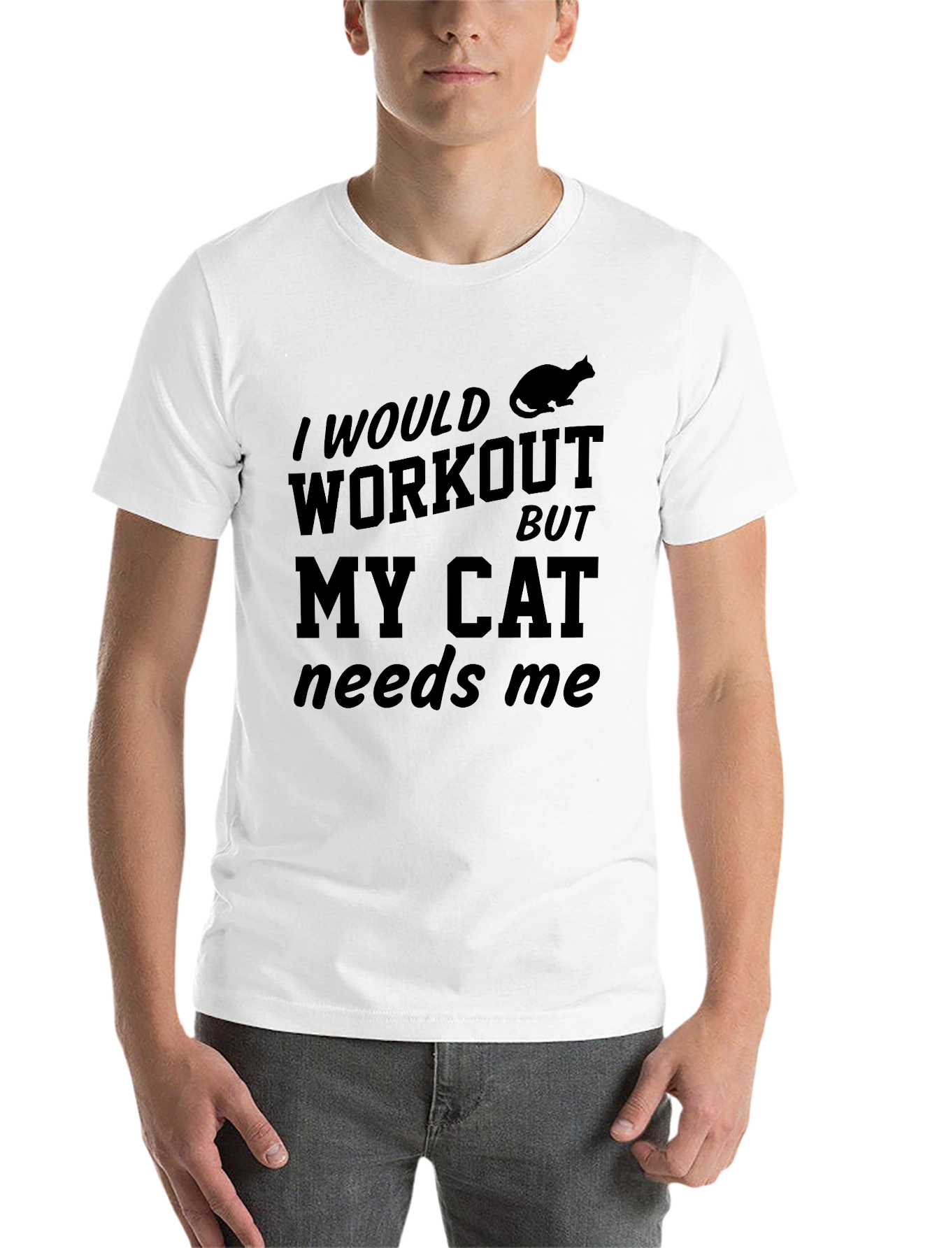 Black Funny Cat Lover Workout Graphic T-Shirt view 14
