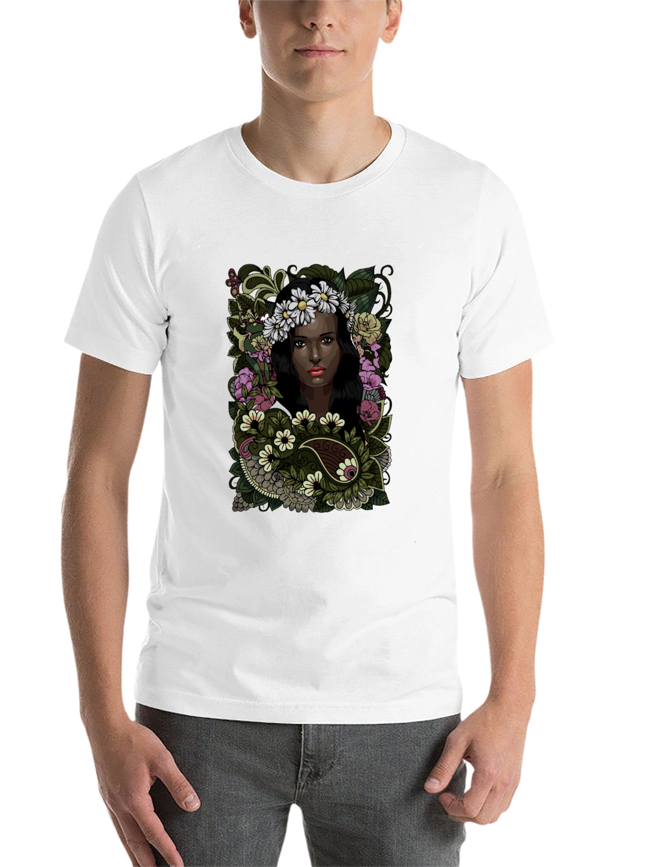 Black Floral Woman Graphic Tee - Soft Cotton Comfort view 14