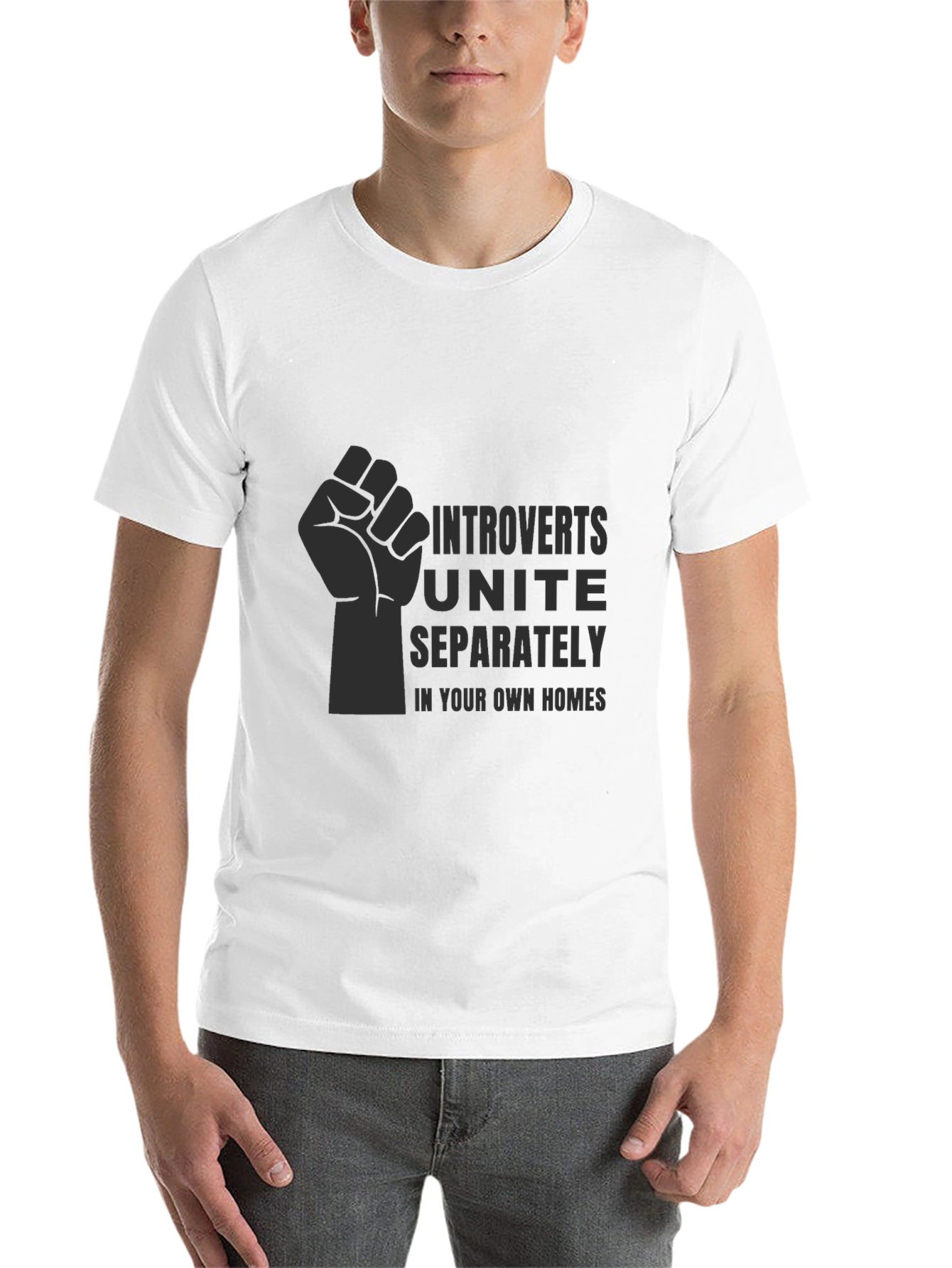 Black Introverts Unite T-Shirt - Black Graphic Tee view 14