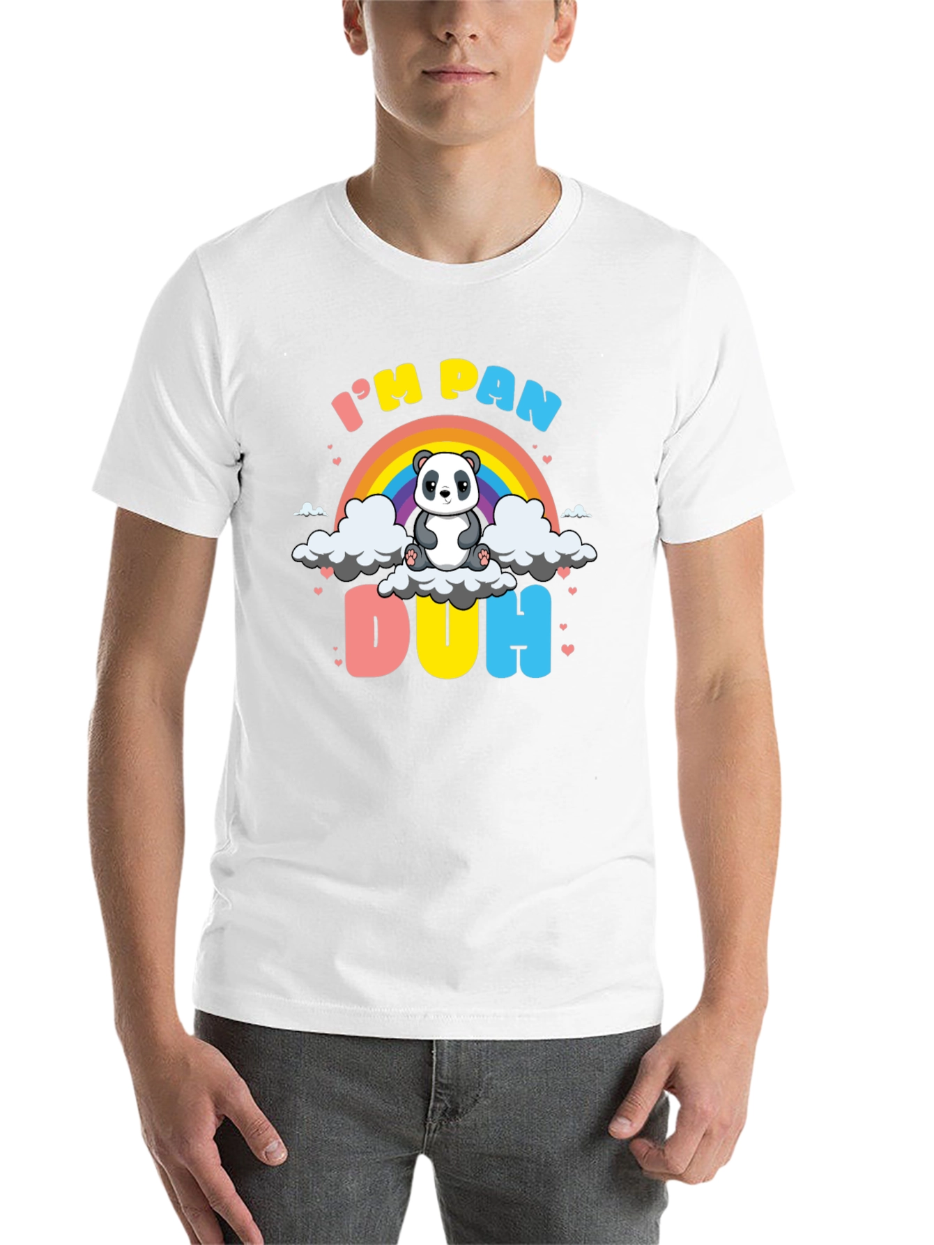 Black I'm Pan Duh T-Shirt - Panda LGBT Pride Rainbow view 14