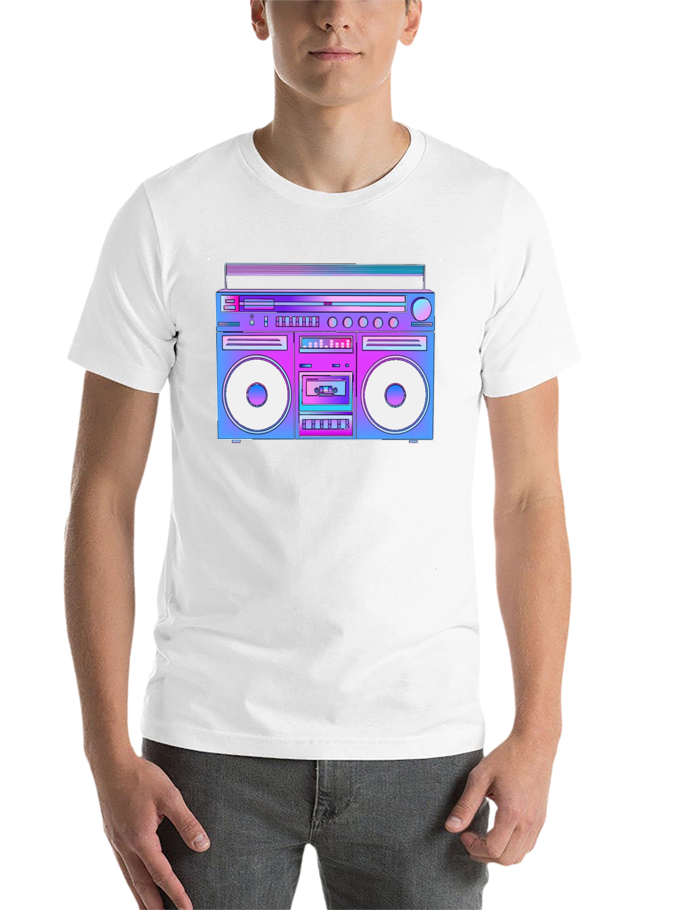 Black Retro Boombox T-Shirt - 80s Throwback Style view 14