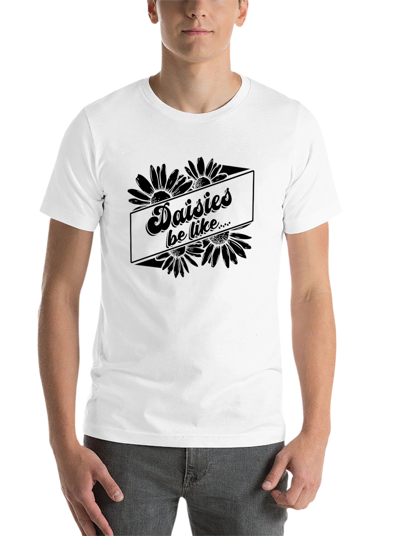 Black Daisies Be Like Graphic Tee - Unisex Black T-Shirt view 14