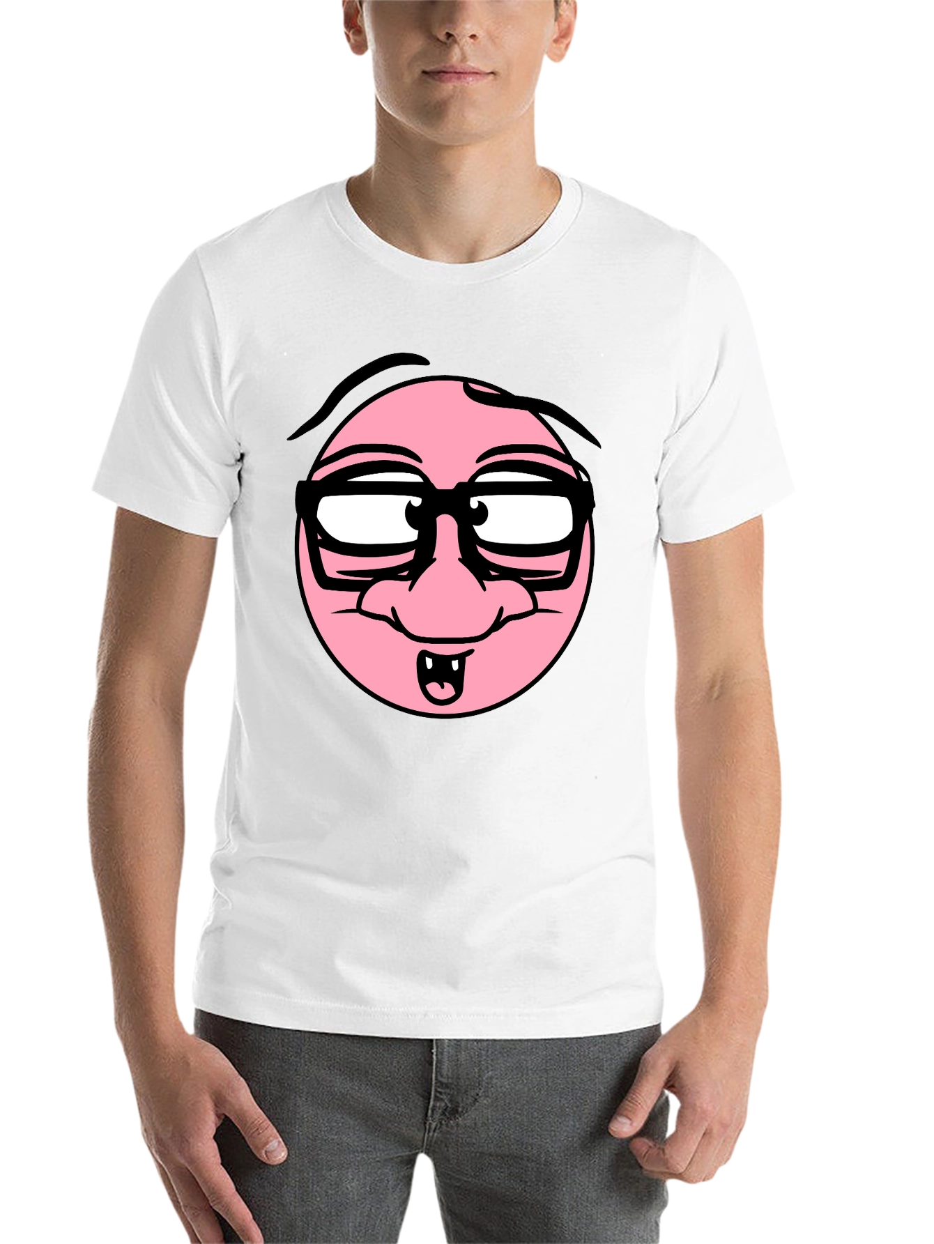 Black Funny Cartoon Face Black T-Shirt view 14