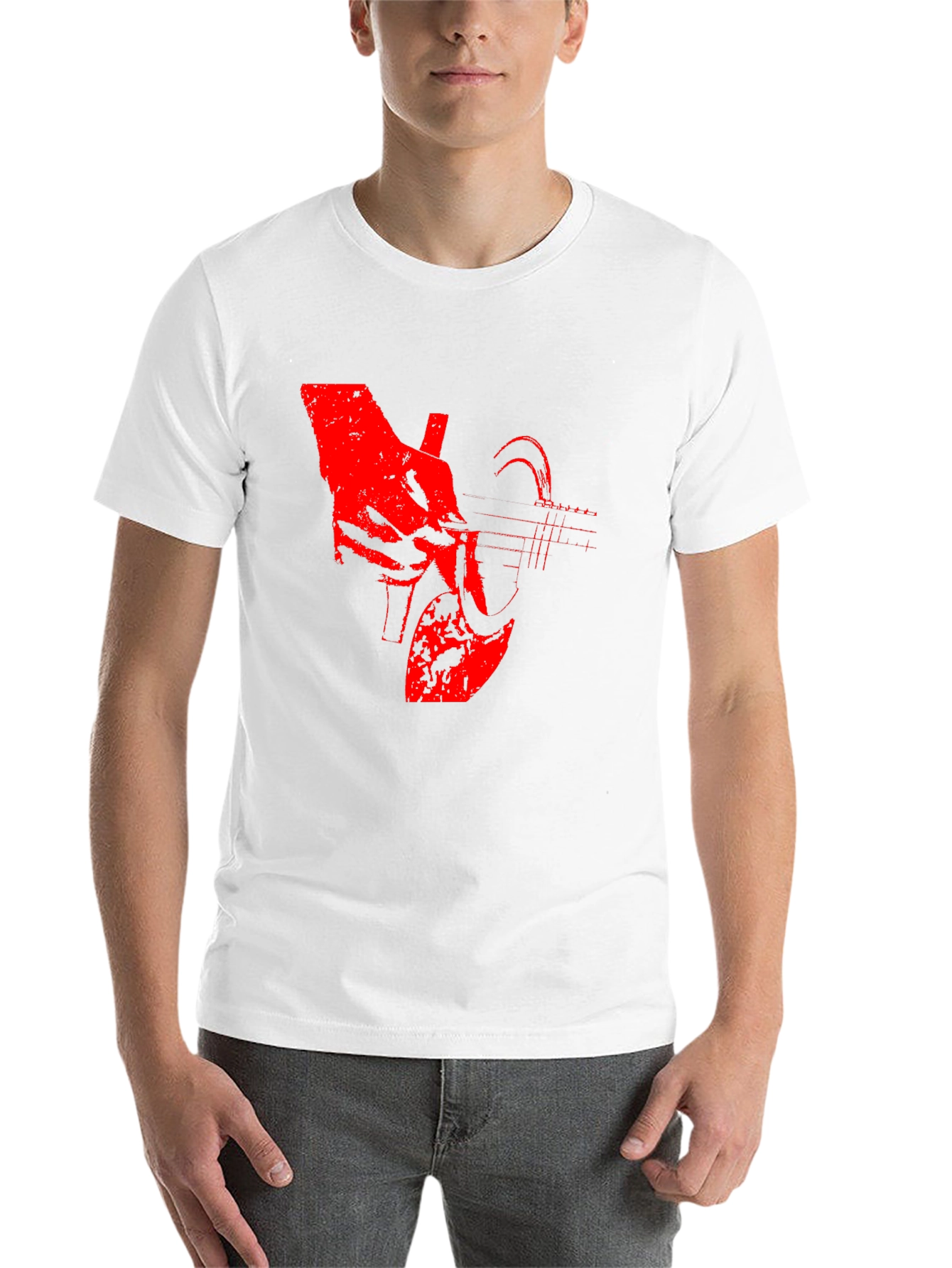 Black Guitar Graphic Tee - Black Cotton Casual T-Shirt view 14