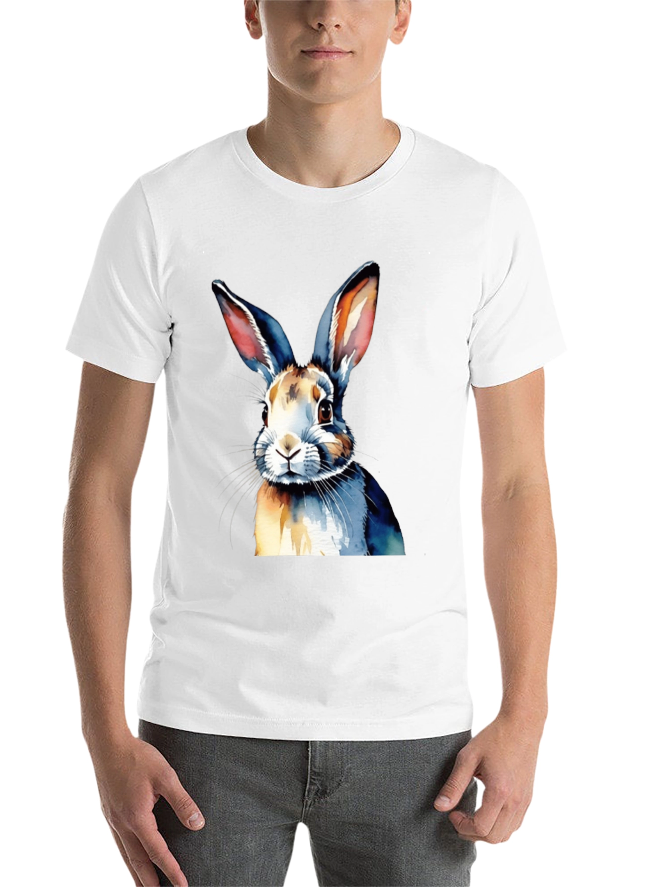 Black Watercolor Rabbit Graphic Tee view 14