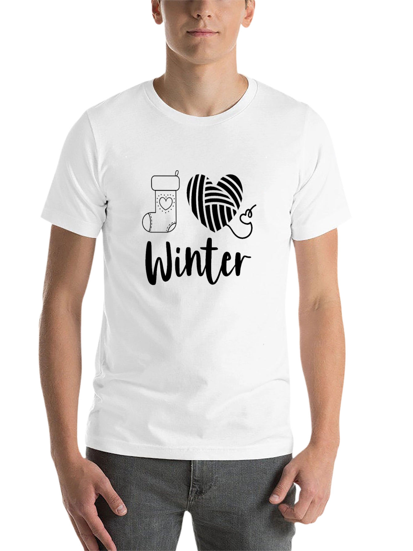 Black I Love Winter Black T-Shirt Holiday Season Apparel view 14