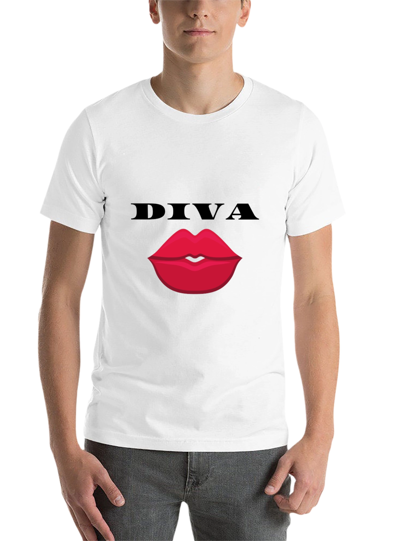 Black Diva Lips Graphic Tee - Bold Black Cotton T-Shirt view 14